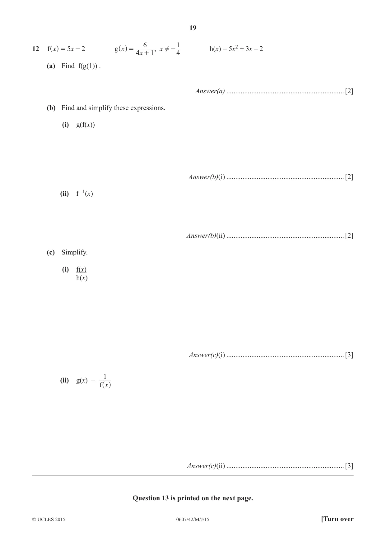 Cambridge IGCSE Mathematics - International 0607 2015 May/June Paper 4 · Variant 2 question paper, page 19 of 20
