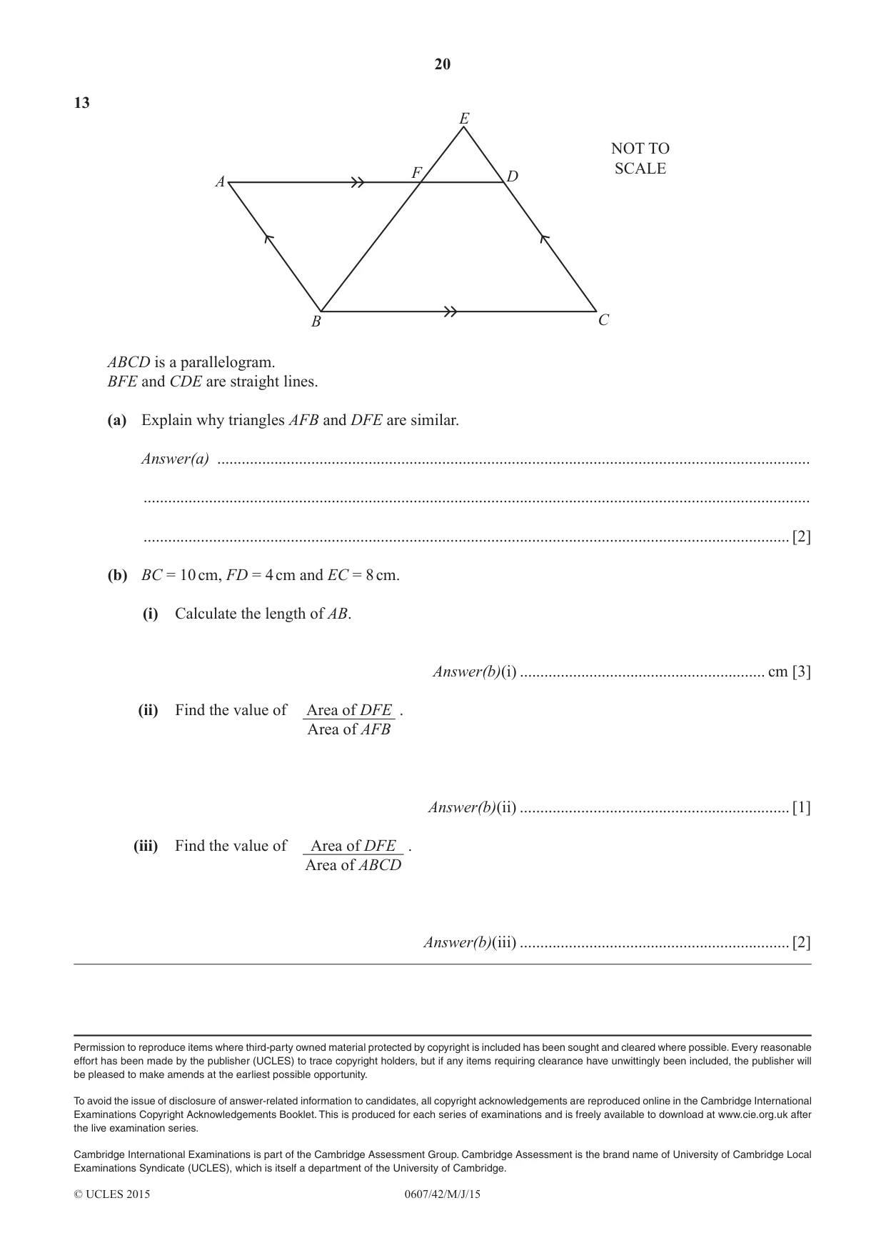 Cambridge IGCSE Mathematics - International 0607 2015 May/June Paper 4 · Variant 2 question paper, page 20 of 20