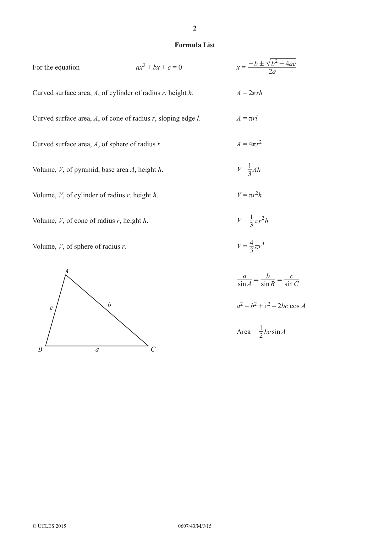 Cambridge IGCSE Mathematics - International 0607 2015 May/June Paper 4 · Variant 3 question paper, page 2 of 20