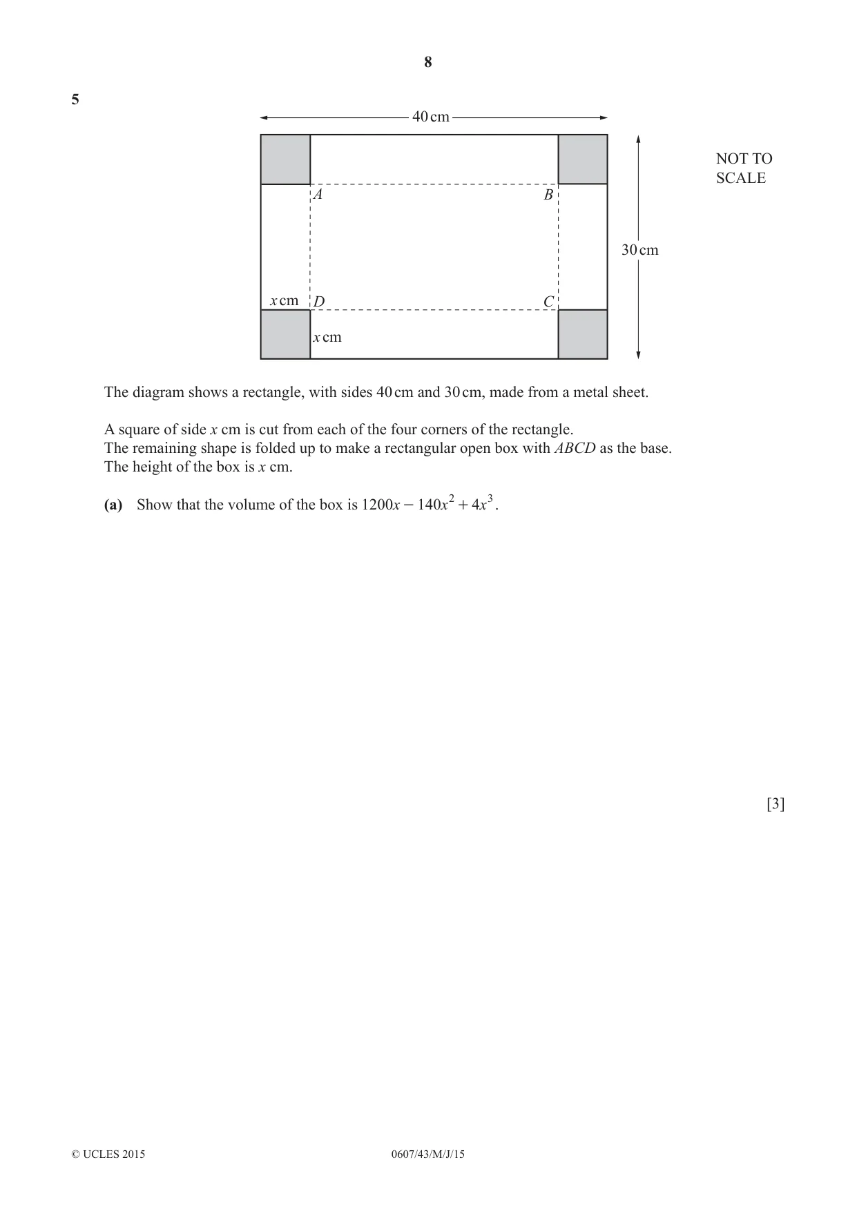 Cambridge IGCSE Mathematics - International 0607 2015 May/June Paper 4 · Variant 3 question paper, page 8 of 20