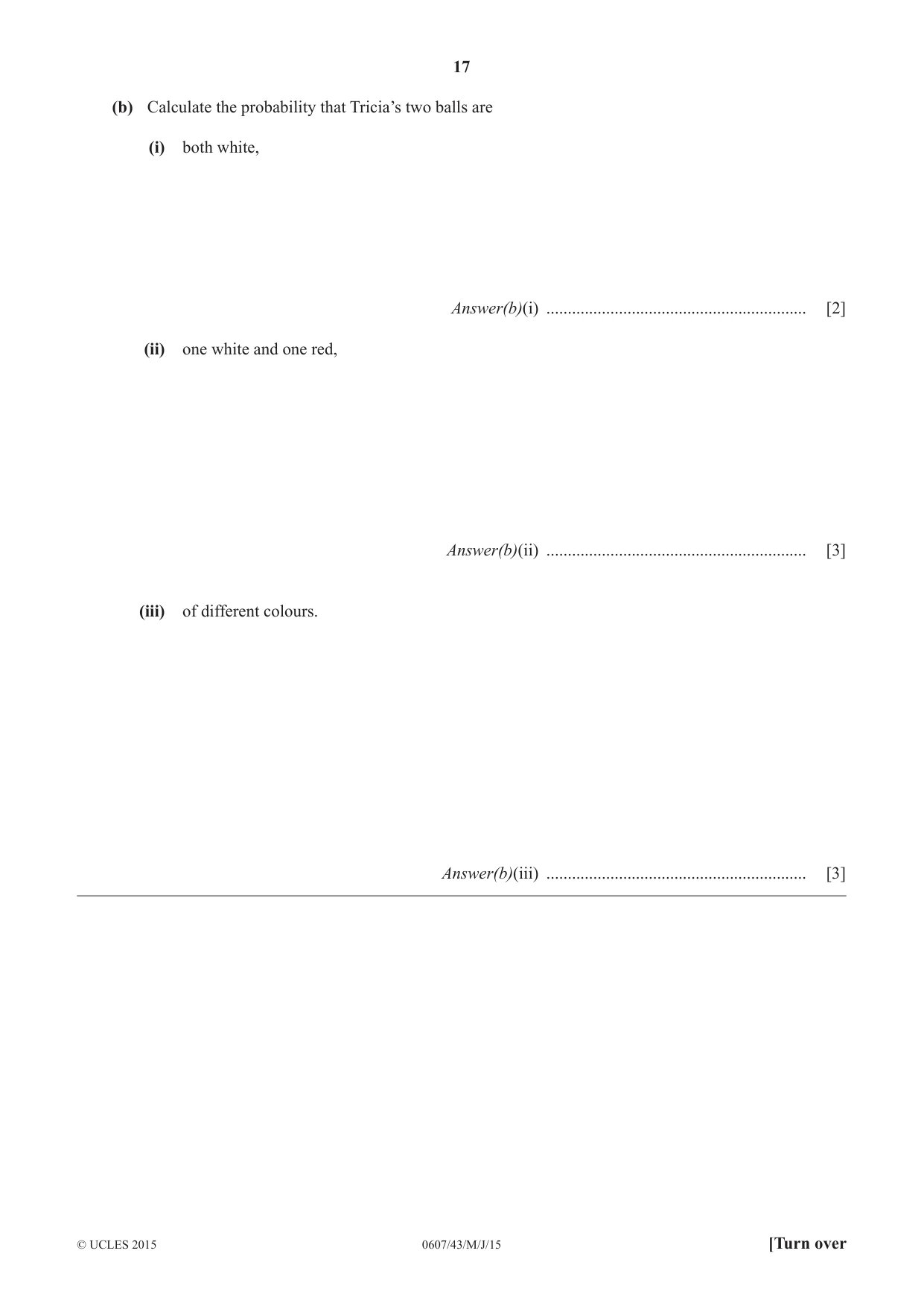 Cambridge IGCSE Mathematics - International 0607 2015 May/June Paper 4 · Variant 3 question paper, page 17 of 20