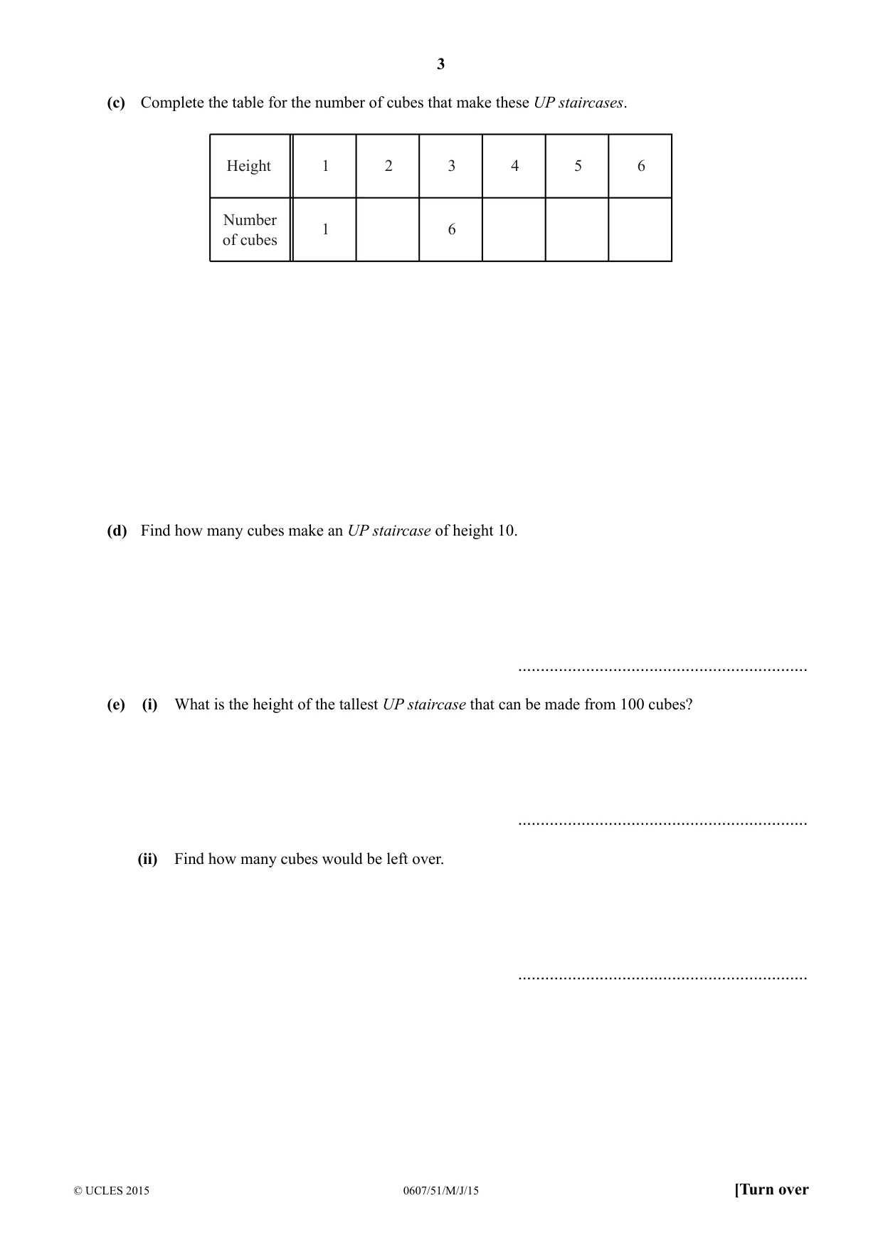 Cambridge IGCSE Mathematics - International 0607 2015 May/June Paper 5 · Variant 1 question paper, page 3 of 8
