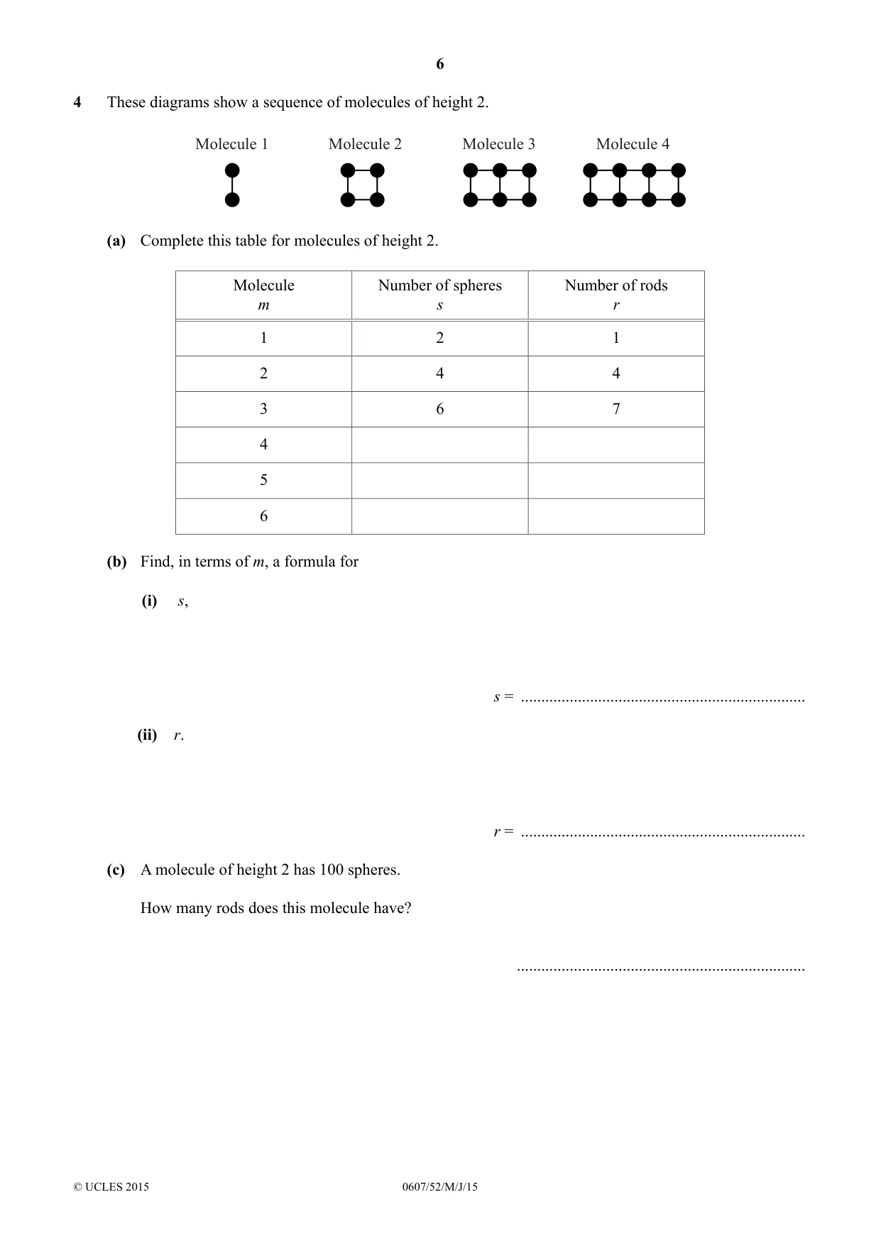 Cambridge IGCSE Mathematics - International 0607 2015 May/June Paper 5 · Variant 2 question paper, page 6 of 8