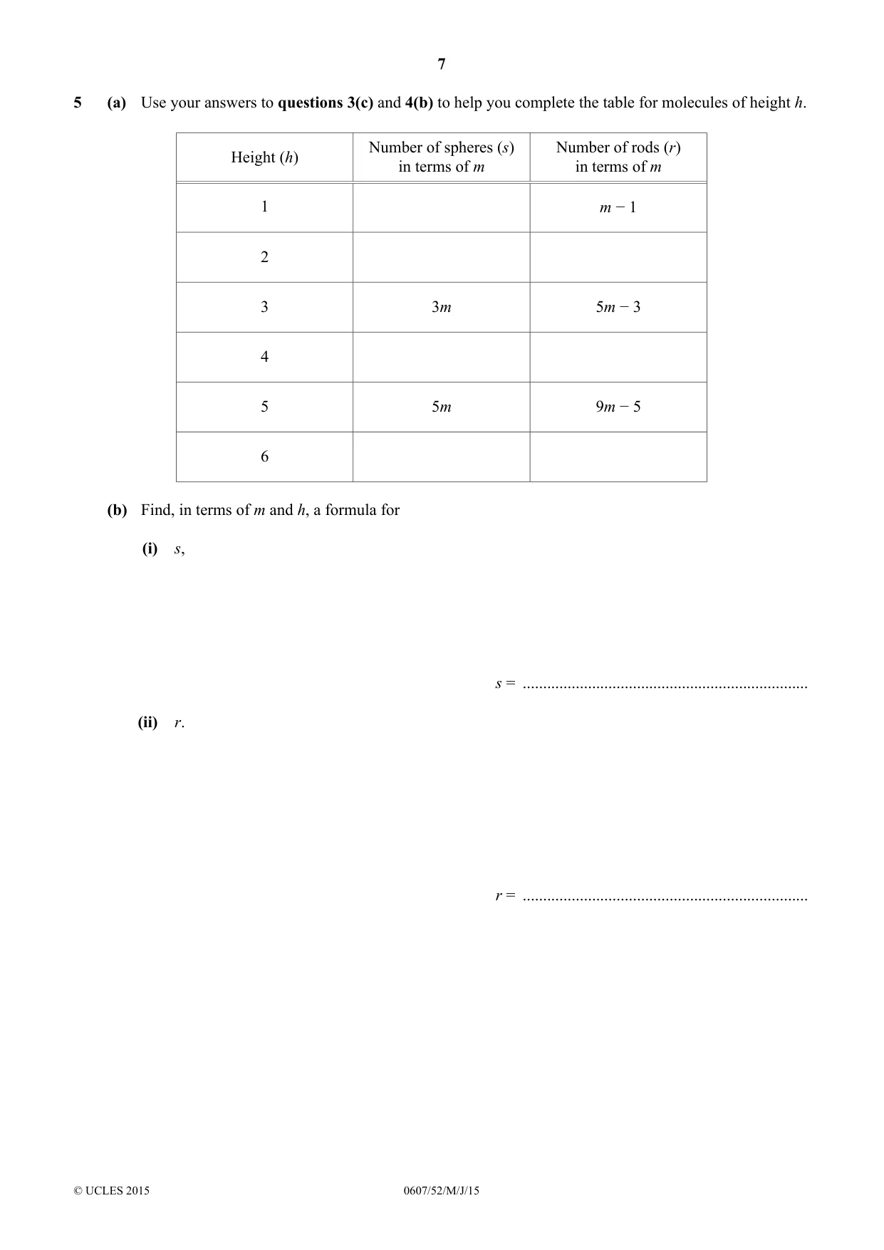 Cambridge IGCSE Mathematics - International 0607 2015 May/June Paper 5 · Variant 2 question paper, page 7 of 8