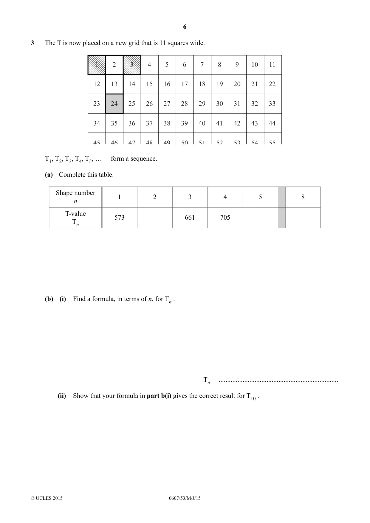 Cambridge IGCSE Mathematics - International 0607 2015 May/June Paper 5 · Variant 3 question paper, page 6 of 8