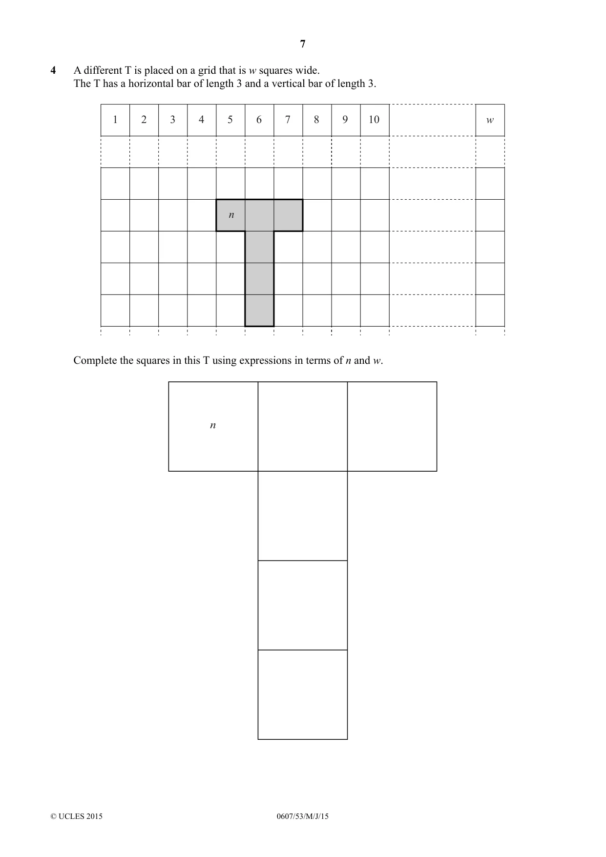 Cambridge IGCSE Mathematics - International 0607 2015 May/June Paper 5 · Variant 3 question paper, page 7 of 8