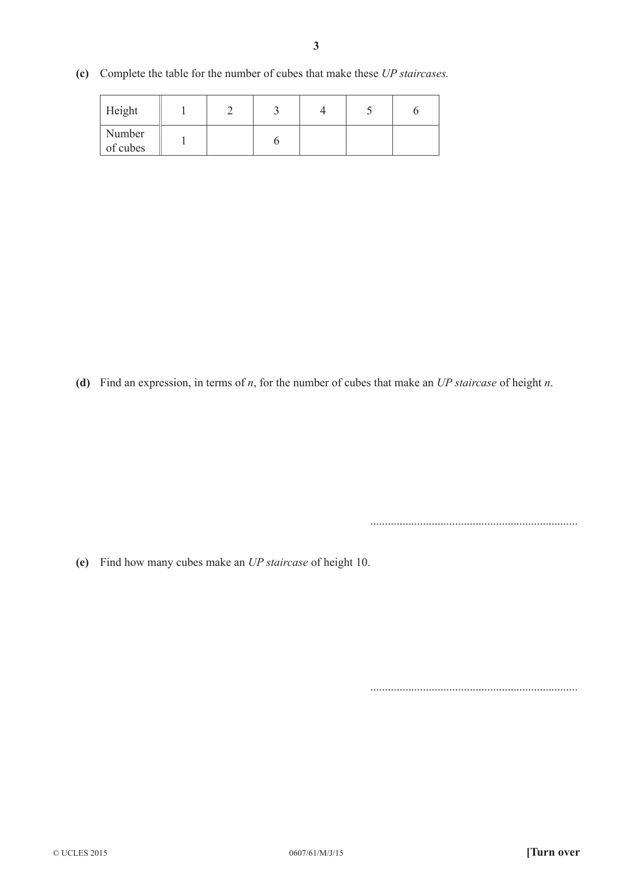 Cambridge IGCSE Mathematics - International 0607 2015 May/June Paper 6 · Variant 1 question paper, page 3 of 12