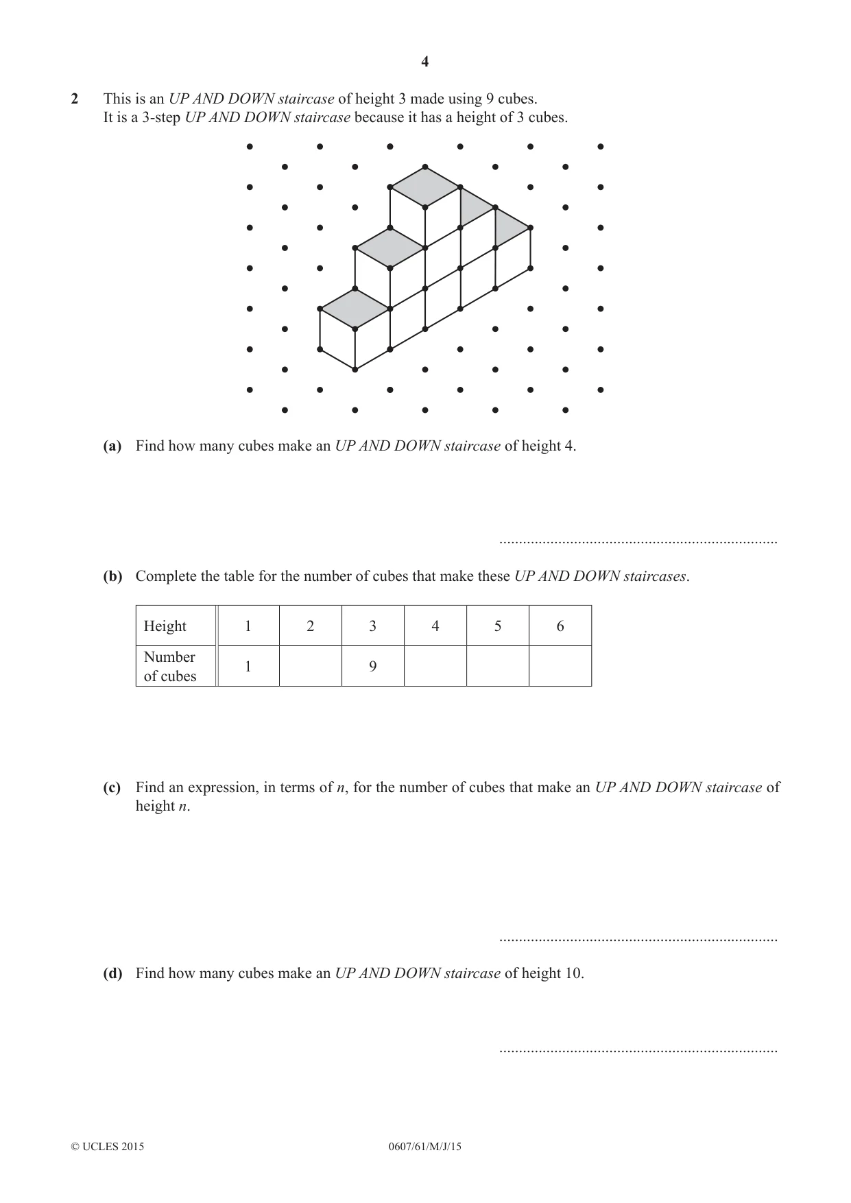 Cambridge IGCSE Mathematics - International 0607 2015 May/June Paper 6 · Variant 1 question paper, page 4 of 12