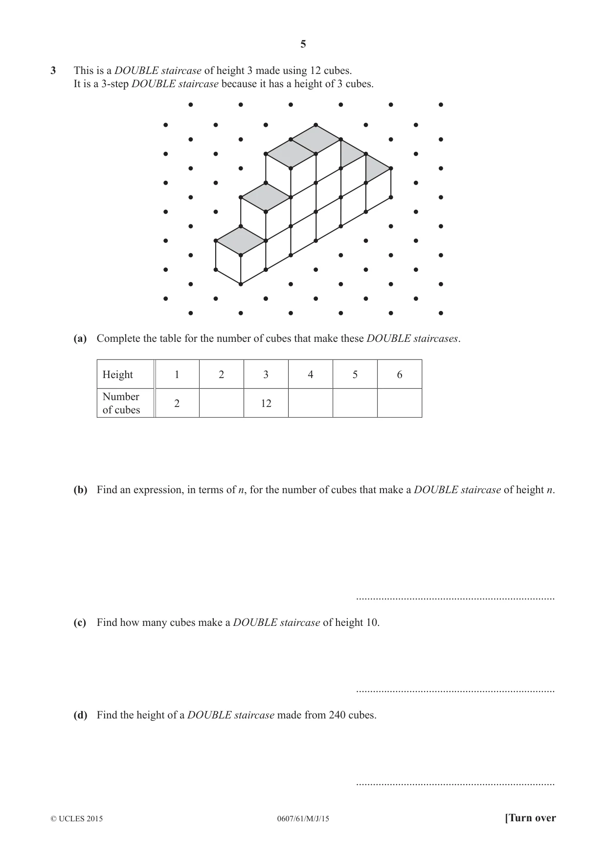 Cambridge IGCSE Mathematics - International 0607 2015 May/June Paper 6 · Variant 1 question paper, page 5 of 12