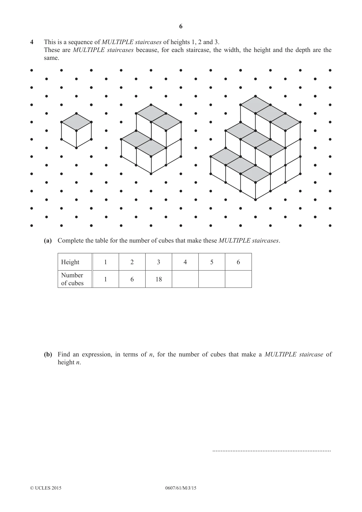 Cambridge IGCSE Mathematics - International 0607 2015 May/June Paper 6 · Variant 1 question paper, page 6 of 12