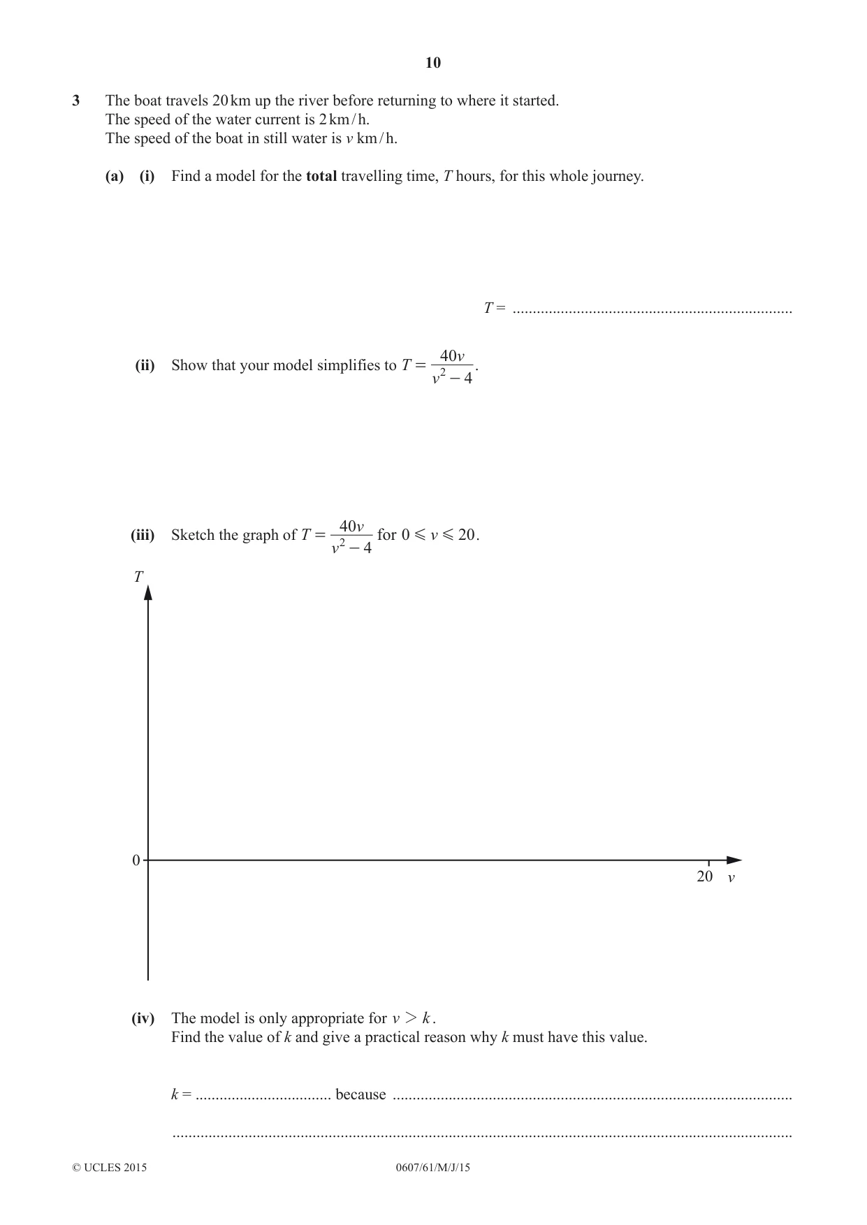 Cambridge IGCSE Mathematics - International 0607 2015 May/June Paper 6 · Variant 1 question paper, page 10 of 12