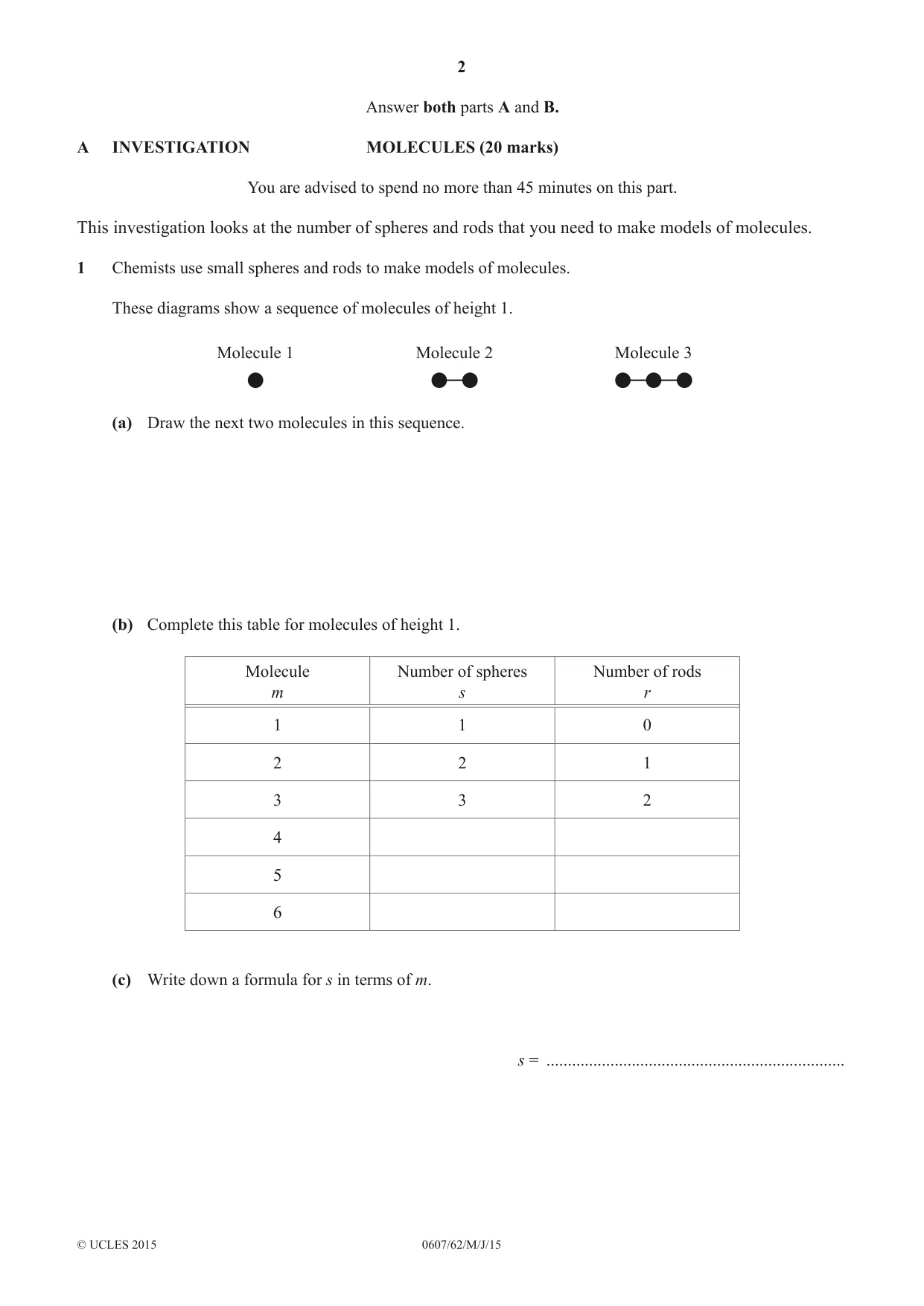 Cambridge IGCSE Mathematics - International 0607 2015 May/June Paper 6 · Variant 2 question paper, page 2 of 12