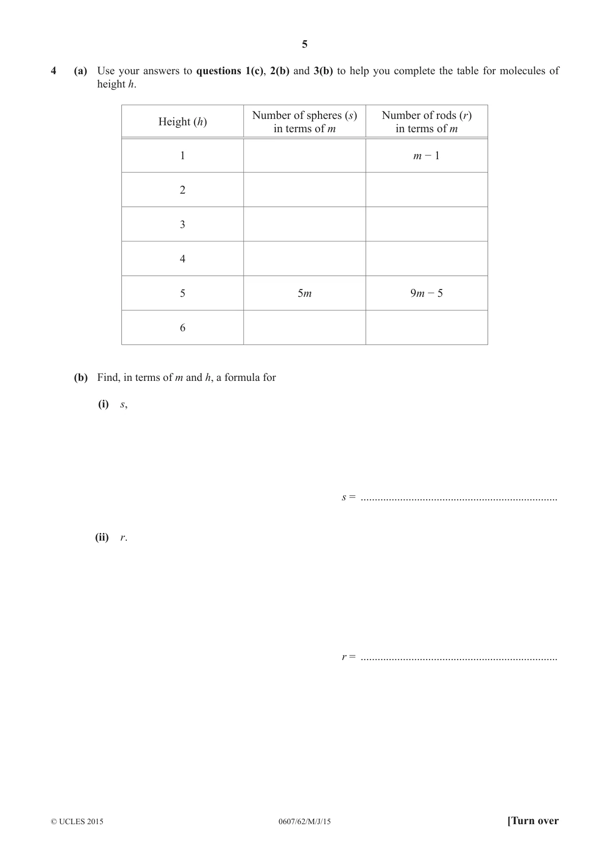 Cambridge IGCSE Mathematics - International 0607 2015 May/June Paper 6 · Variant 2 question paper, page 5 of 12