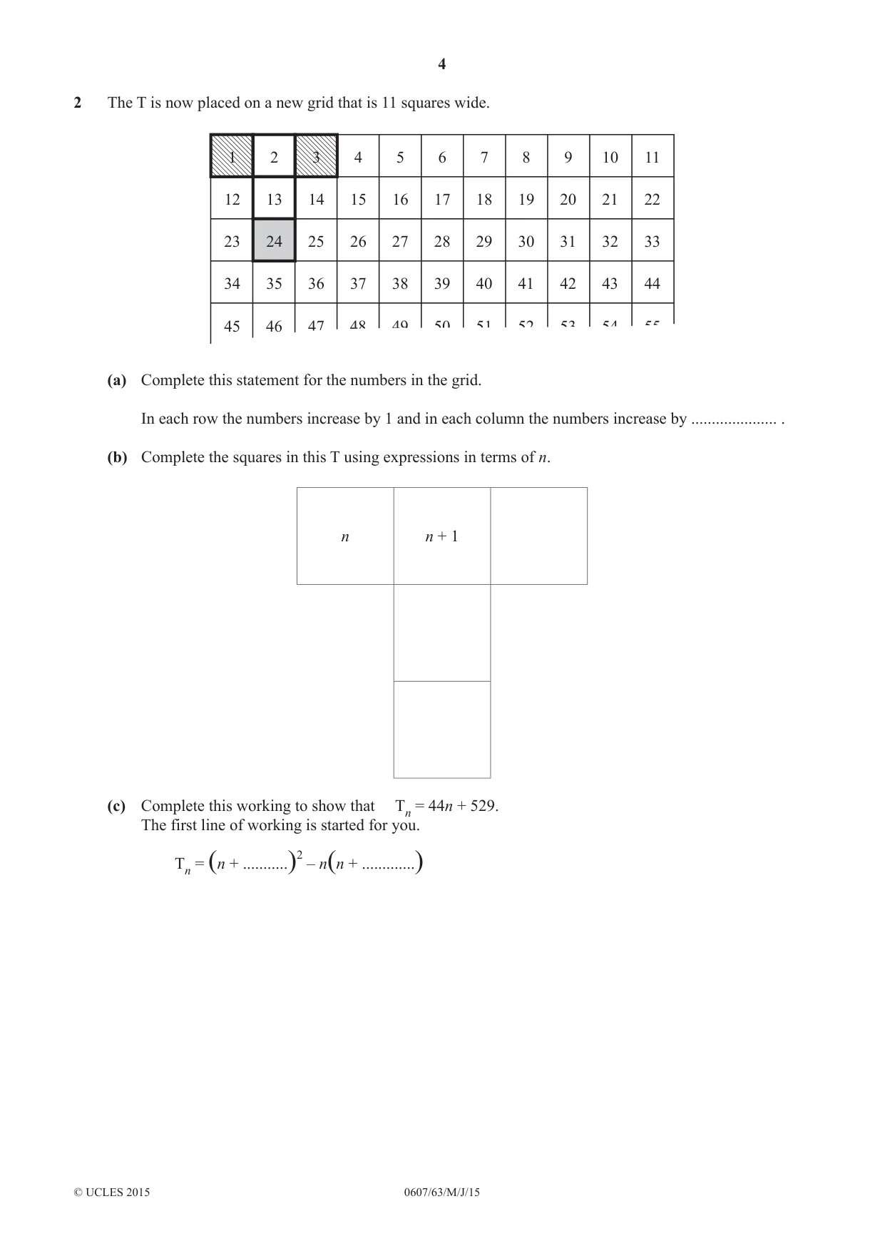 Cambridge IGCSE Mathematics - International 0607 2015 May/June Paper 6 · Variant 3 question paper, page 4 of 12