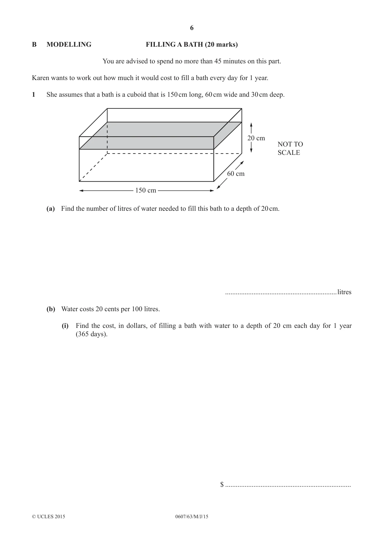Cambridge IGCSE Mathematics - International 0607 2015 May/June Paper 6 · Variant 3 question paper, page 6 of 12