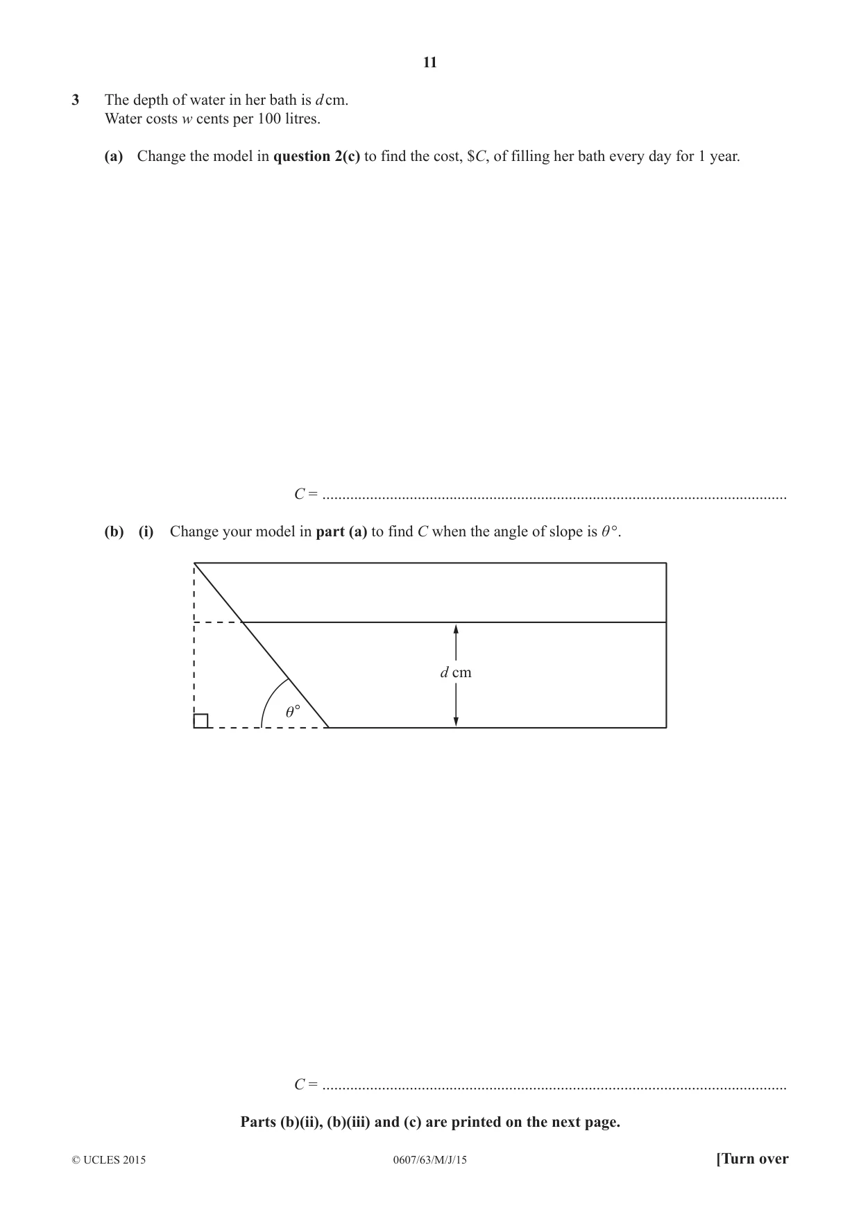 Cambridge IGCSE Mathematics - International 0607 2015 May/June Paper 6 · Variant 3 question paper, page 11 of 12