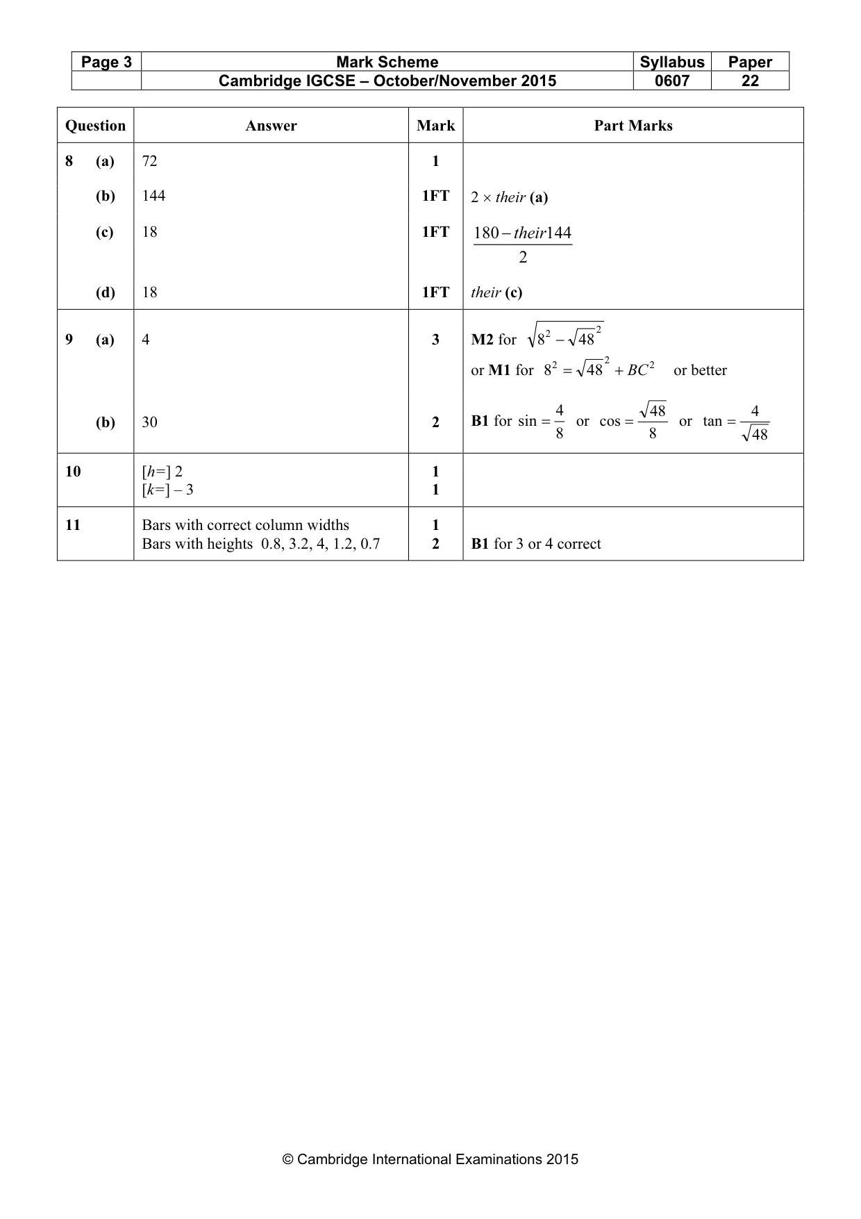 Mark scheme, page 3 of 3