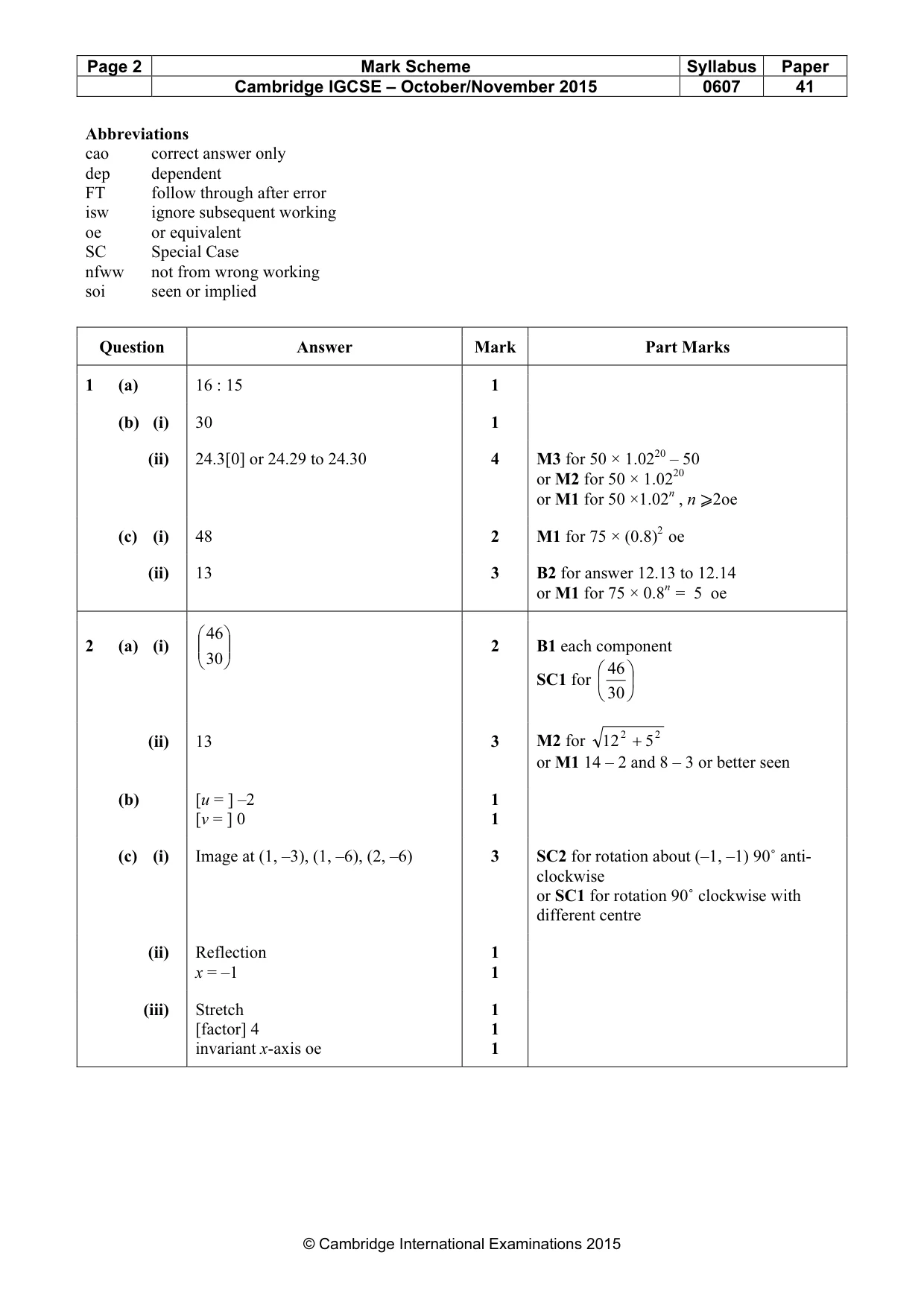 Mark scheme, page 2 of 6
