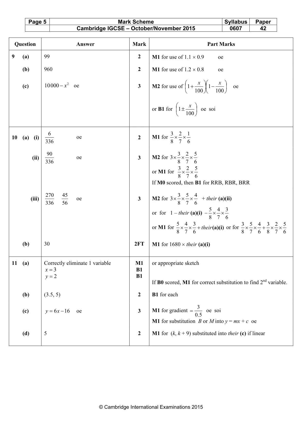 Mark scheme, page 5 of 8