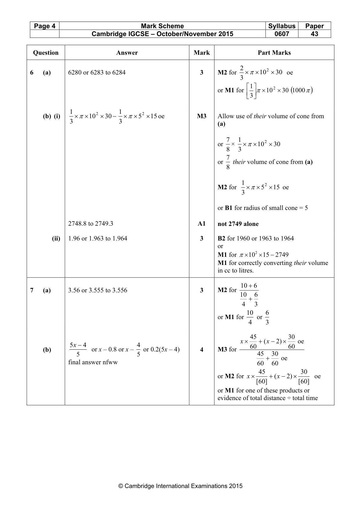 Mark scheme, page 4 of 7
