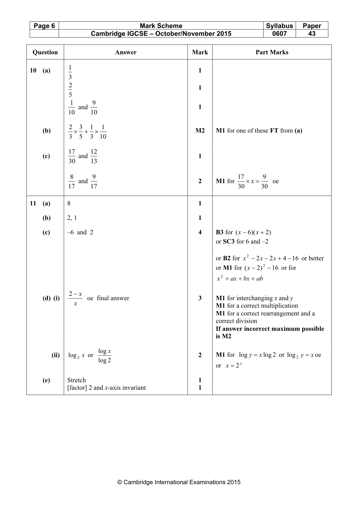 Mark scheme, page 6 of 7