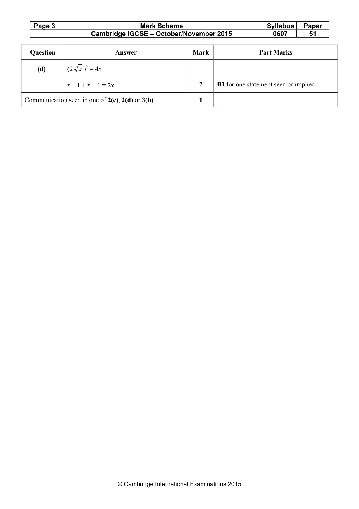 Mark scheme, page 3 of 3