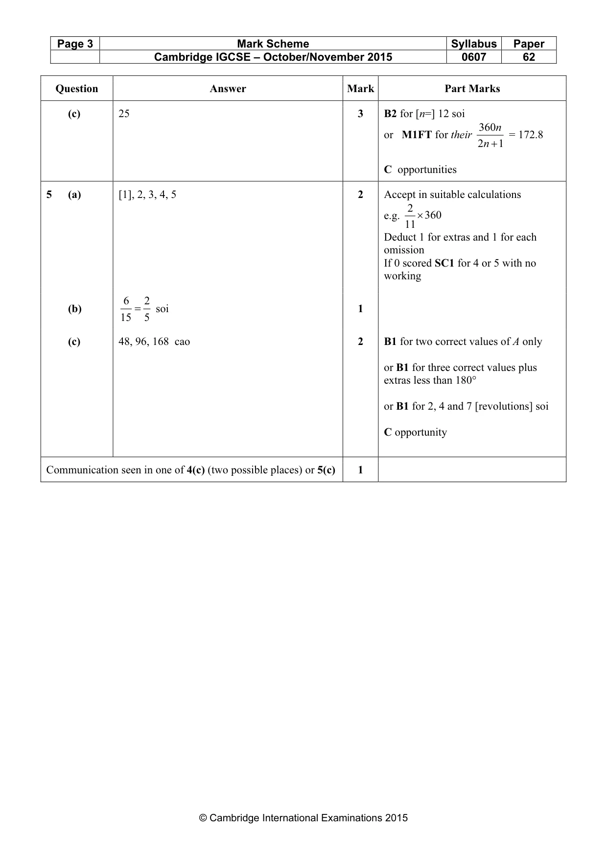 Mark scheme, page 3 of 4