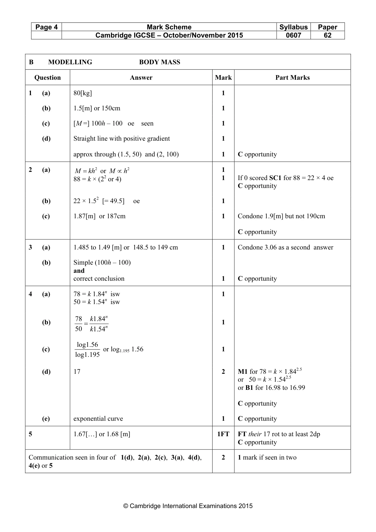 Mark scheme, page 4 of 4