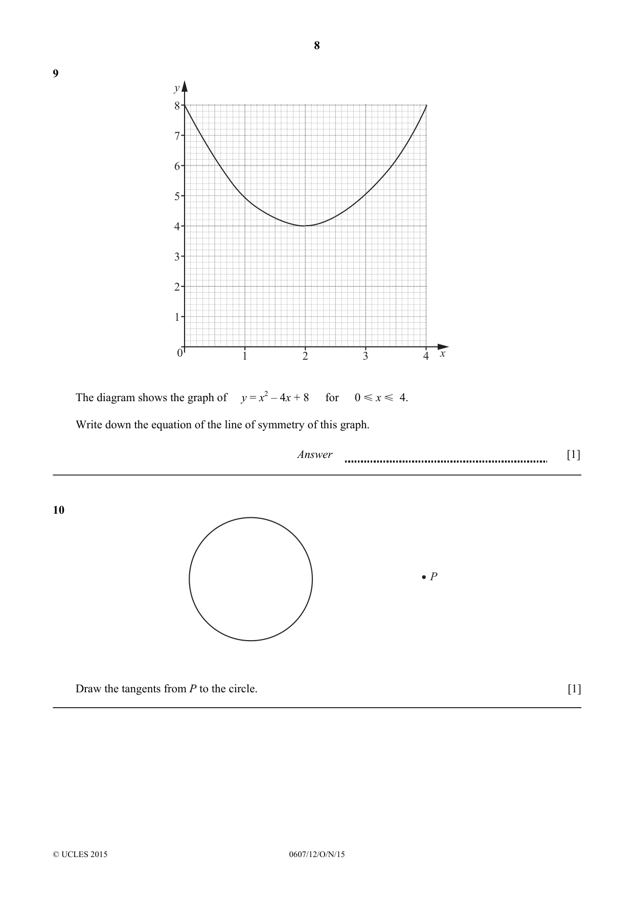 Cambridge IGCSE Mathematics - International 0607 2015 Oct/Nov Paper 1 · Variant 2 question paper, page 8 of 12