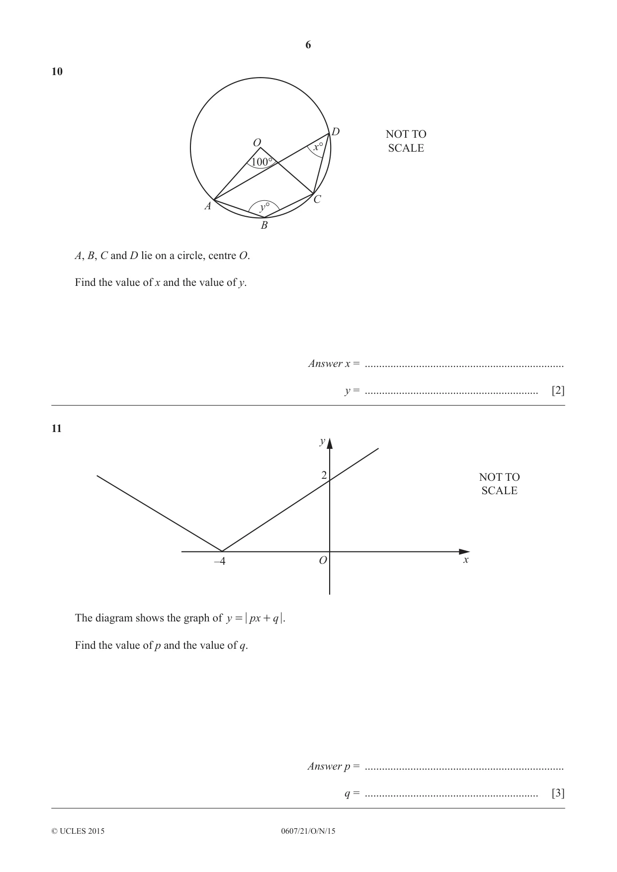 Cambridge IGCSE Mathematics - International 0607 2015 Oct/Nov Paper 2 · Variant 1 question paper, page 6 of 8
