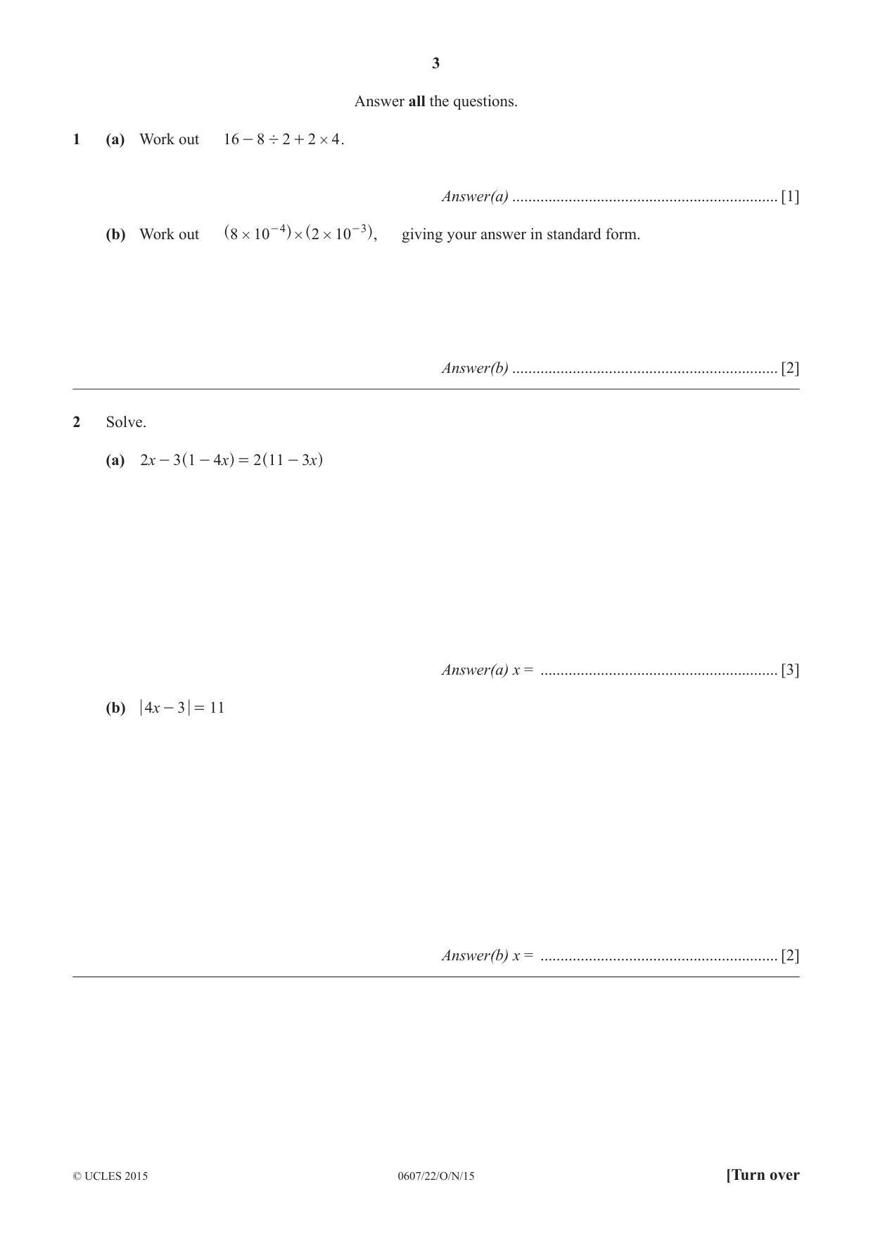 Cambridge IGCSE Mathematics - International 0607 2015 Oct/Nov Paper 2 · Variant 2 question paper, page 3 of 8