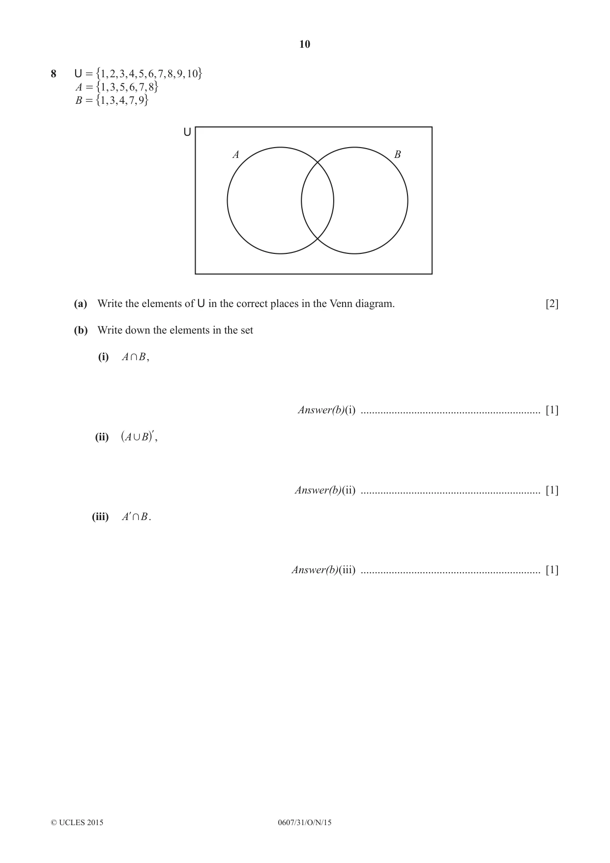 Cambridge IGCSE Mathematics - International 0607 2015 Oct/Nov Paper 3 · Variant 1 question paper, page 10 of 16