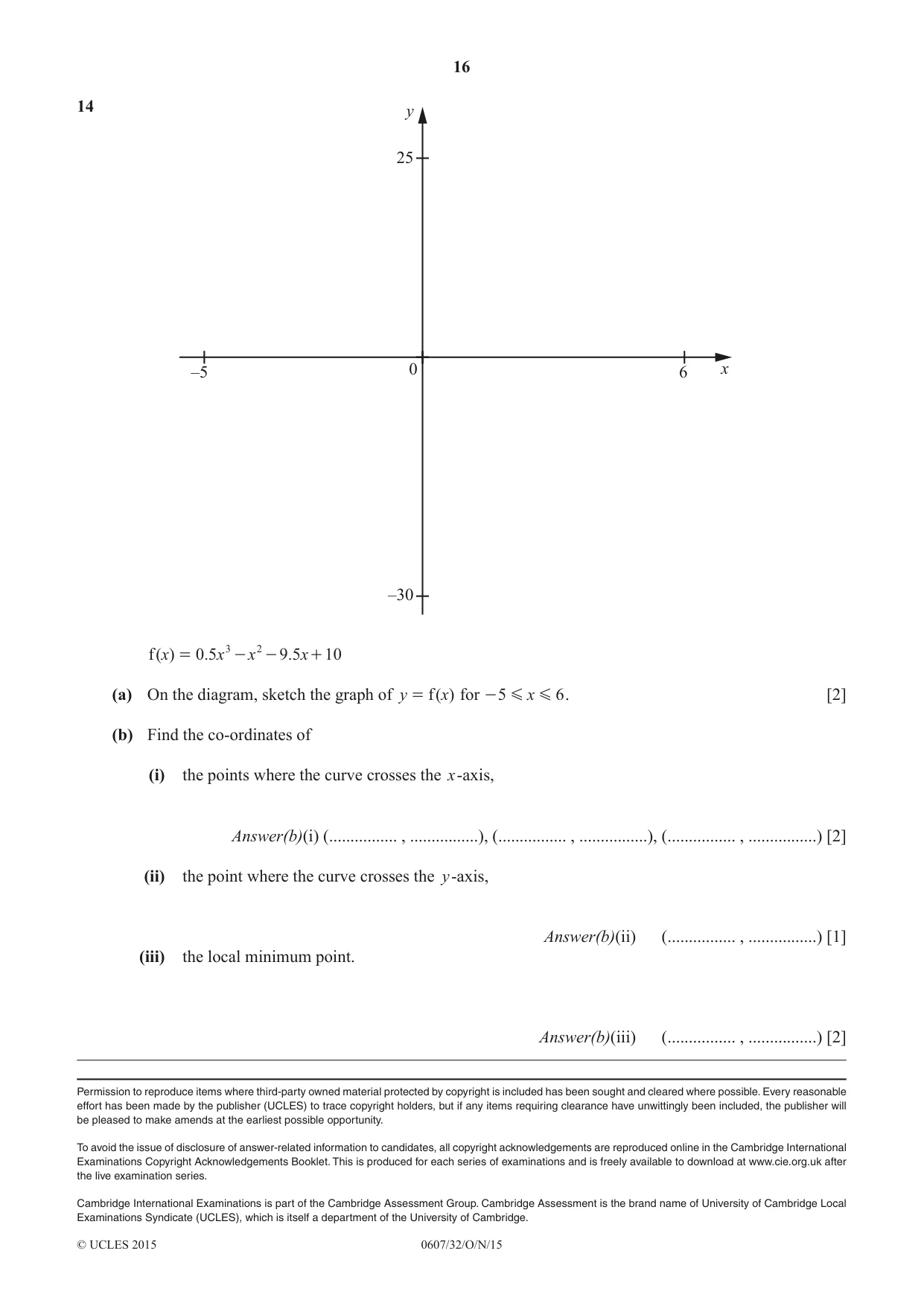 Cambridge IGCSE Mathematics - International 0607 2015 Oct/Nov Paper 3 · Variant 2 question paper, page 16 of 16