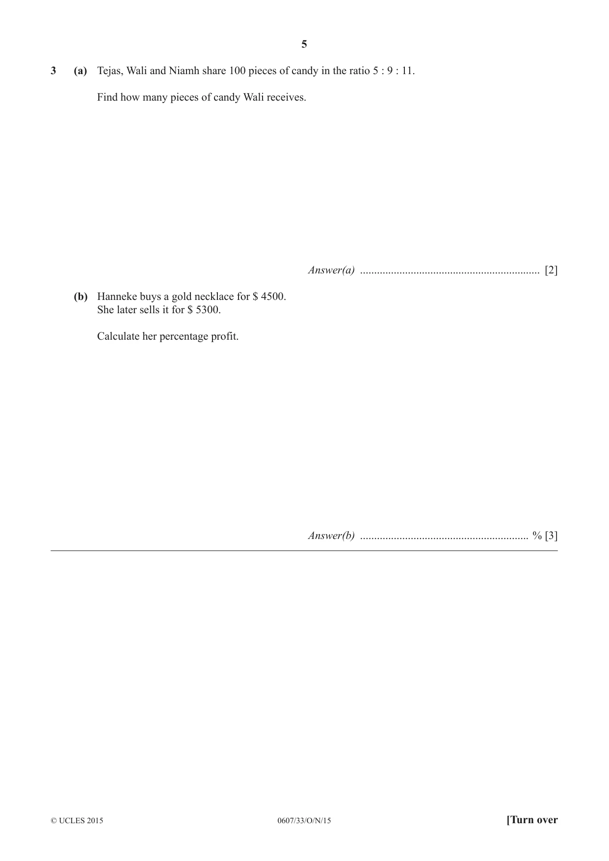 Cambridge IGCSE Mathematics - International 0607 2015 Oct/Nov Paper 3 · Variant 3 question paper, page 5 of 16