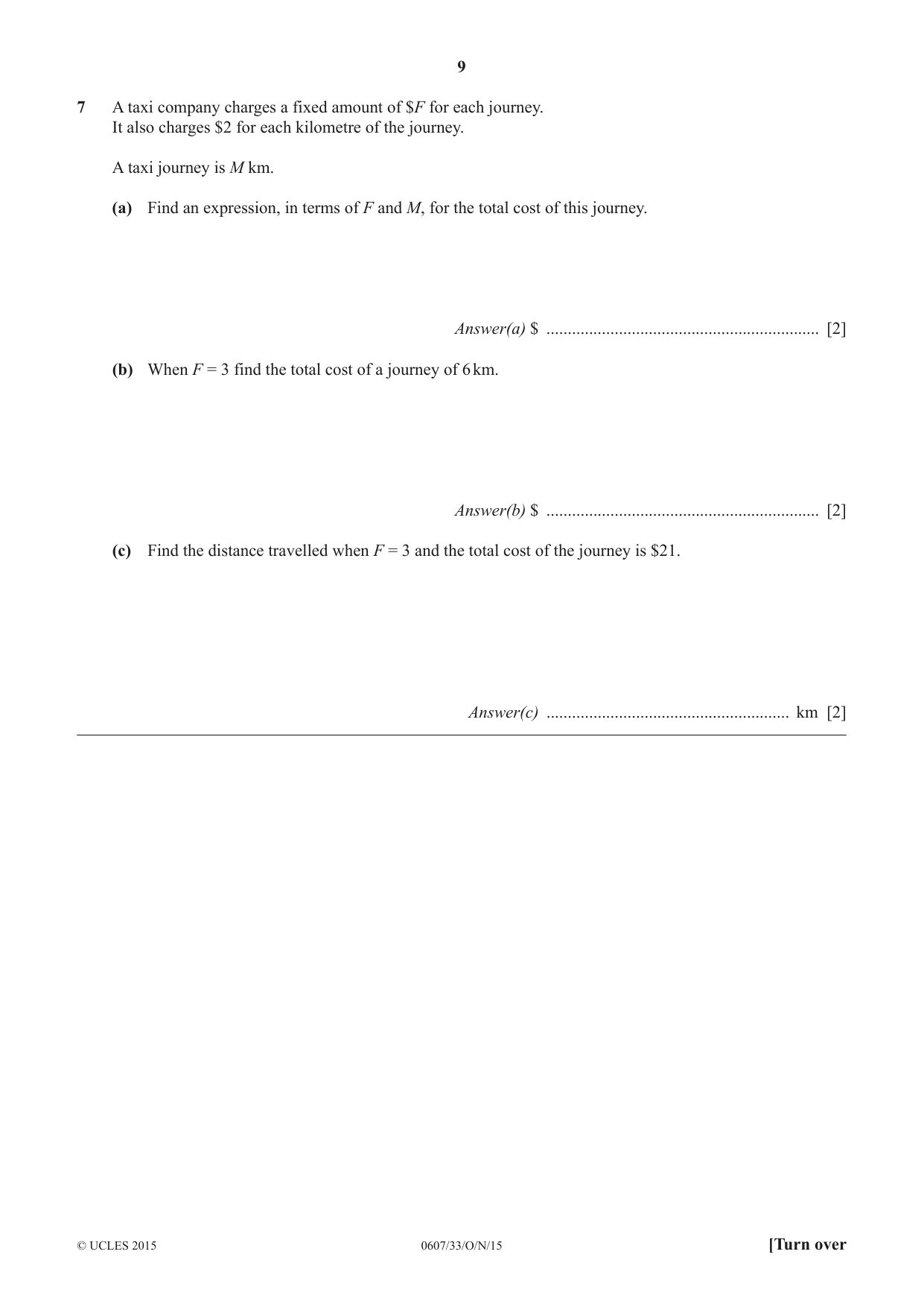 Cambridge IGCSE Mathematics - International 0607 2015 Oct/Nov Paper 3 · Variant 3 question paper, page 9 of 16