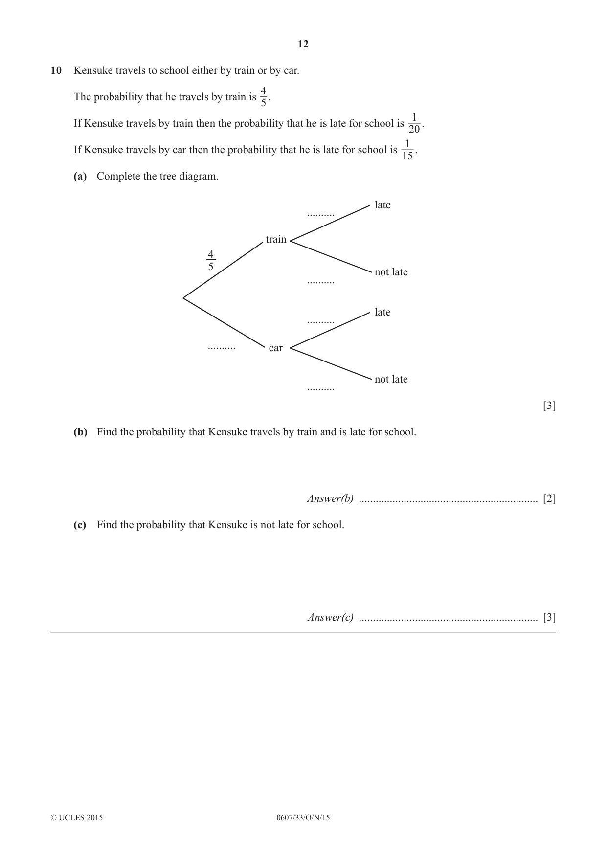 Cambridge IGCSE Mathematics - International 0607 2015 Oct/Nov Paper 3 · Variant 3 question paper, page 12 of 16