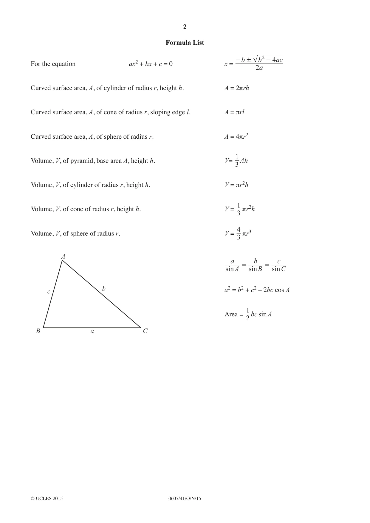 Cambridge IGCSE Mathematics - International 0607 2015 Oct/Nov Paper 4 · Variant 1 question paper, page 2 of 20