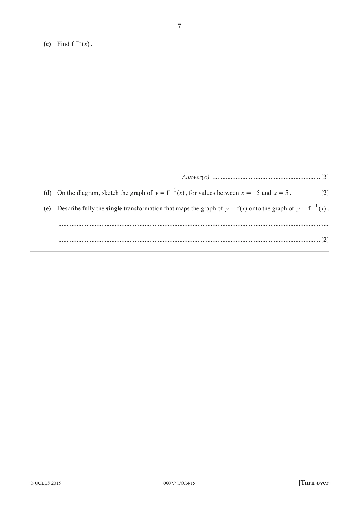 Cambridge IGCSE Mathematics - International 0607 2015 Oct/Nov Paper 4 · Variant 1 question paper, page 7 of 20