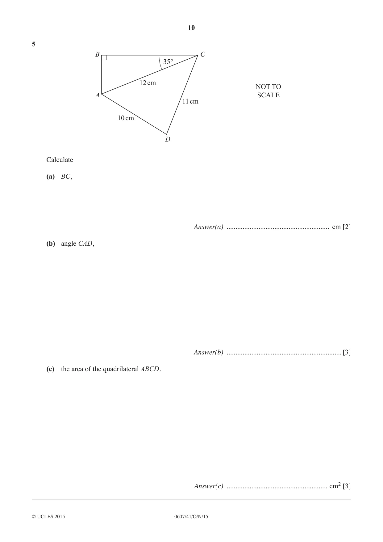 Cambridge IGCSE Mathematics - International 0607 2015 Oct/Nov Paper 4 · Variant 1 question paper, page 10 of 20