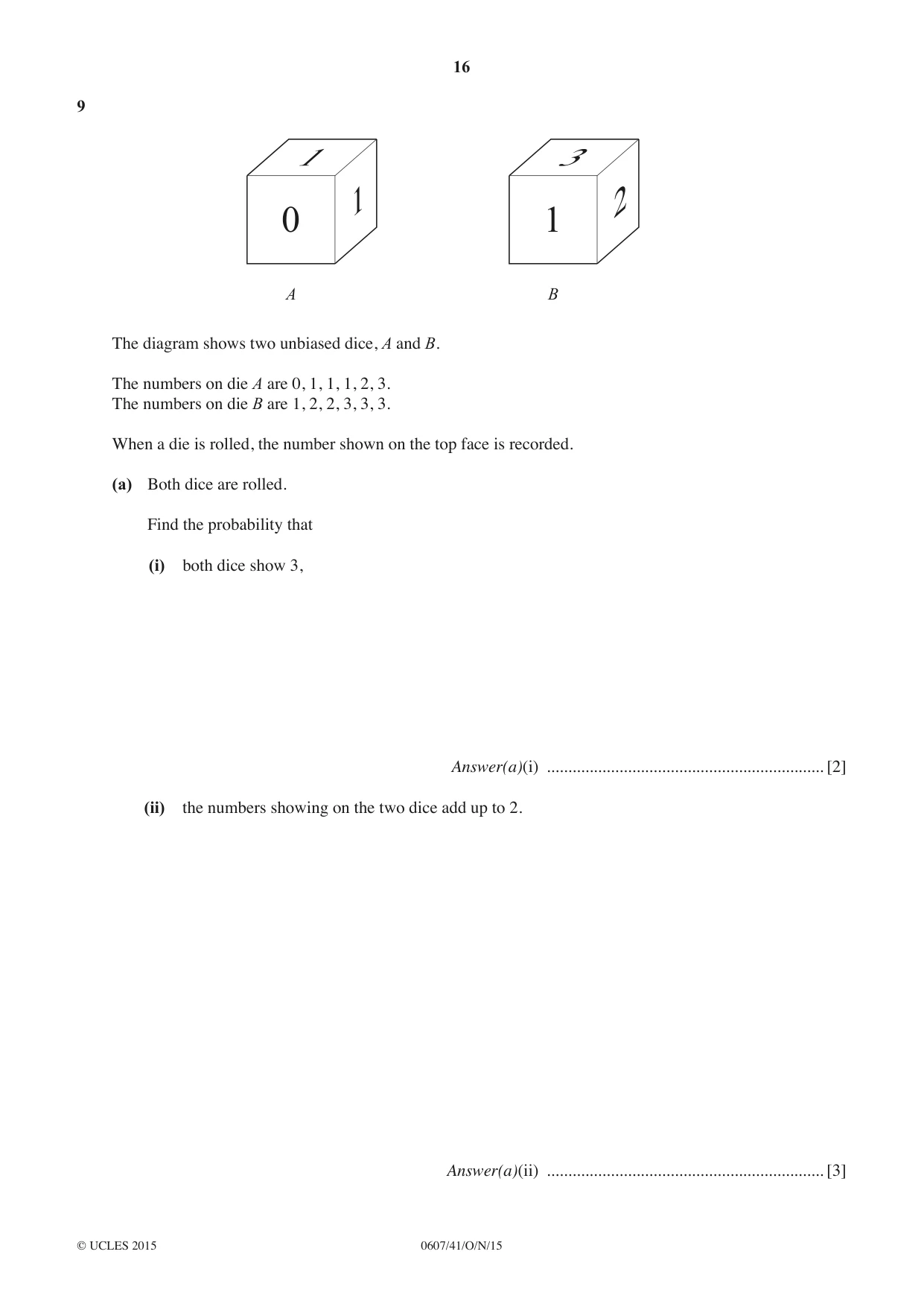 Cambridge IGCSE Mathematics - International 0607 2015 Oct/Nov Paper 4 · Variant 1 question paper, page 16 of 20