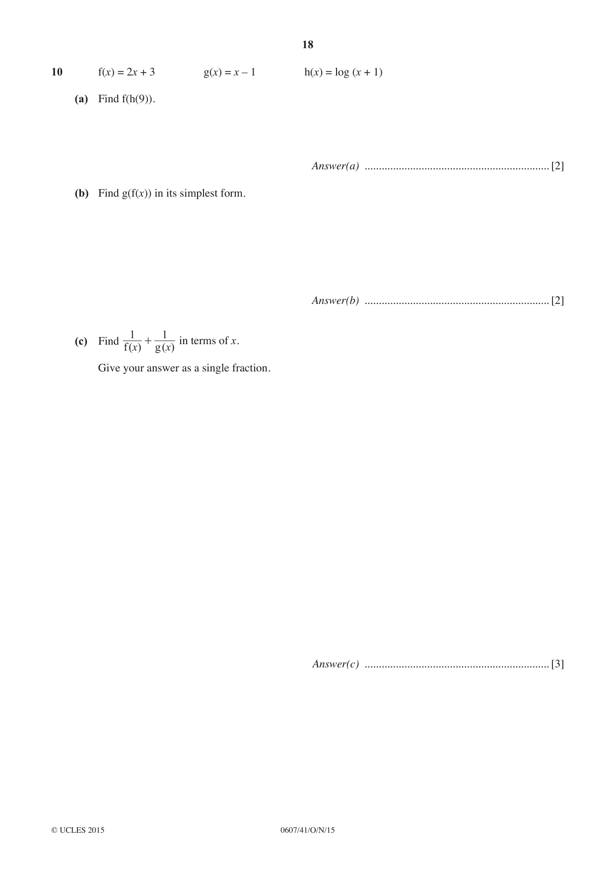 Cambridge IGCSE Mathematics - International 0607 2015 Oct/Nov Paper 4 · Variant 1 question paper, page 18 of 20
