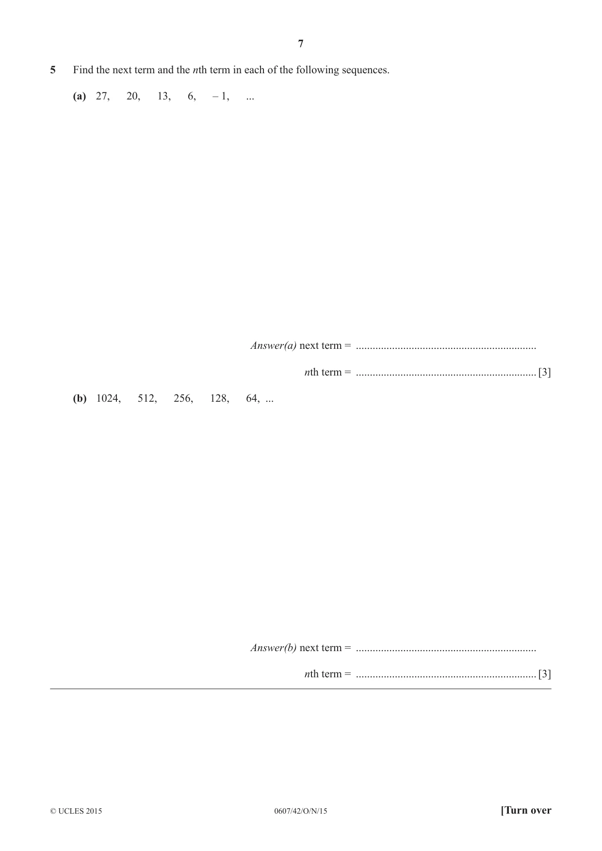 Cambridge IGCSE Mathematics - International 0607 2015 Oct/Nov Paper 4 · Variant 2 question paper, page 7 of 20