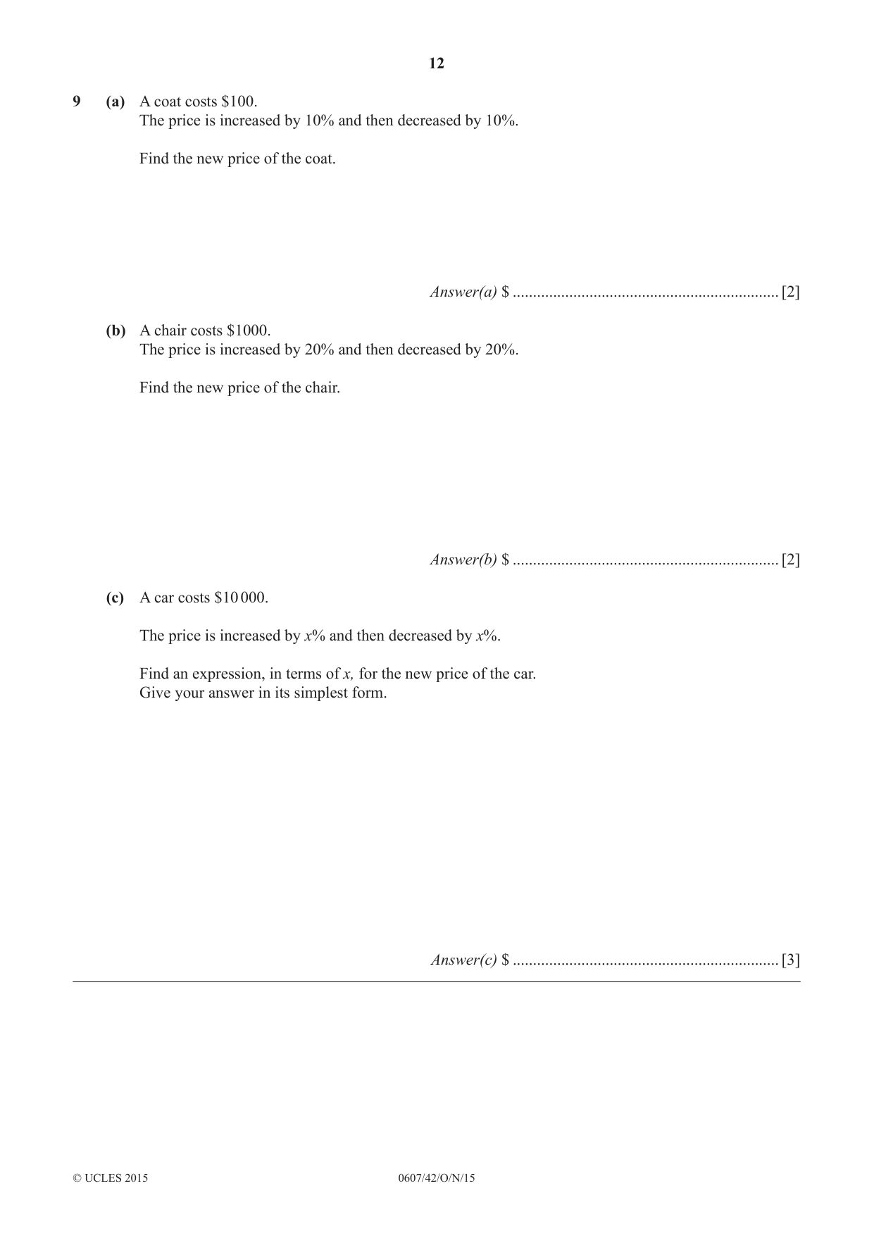 Cambridge IGCSE Mathematics - International 0607 2015 Oct/Nov Paper 4 · Variant 2 question paper, page 12 of 20