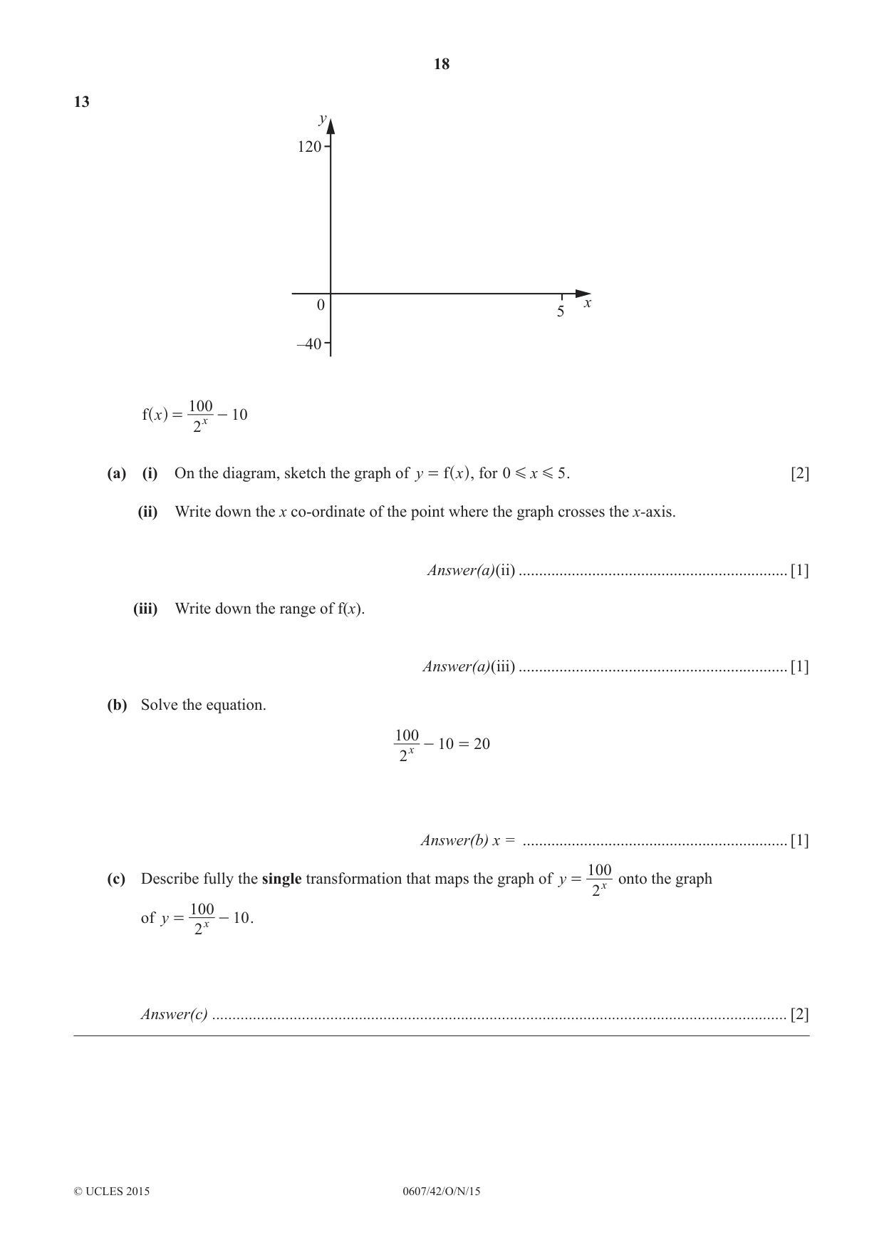 Cambridge IGCSE Mathematics - International 0607 2015 Oct/Nov Paper 4 · Variant 2 question paper, page 18 of 20
