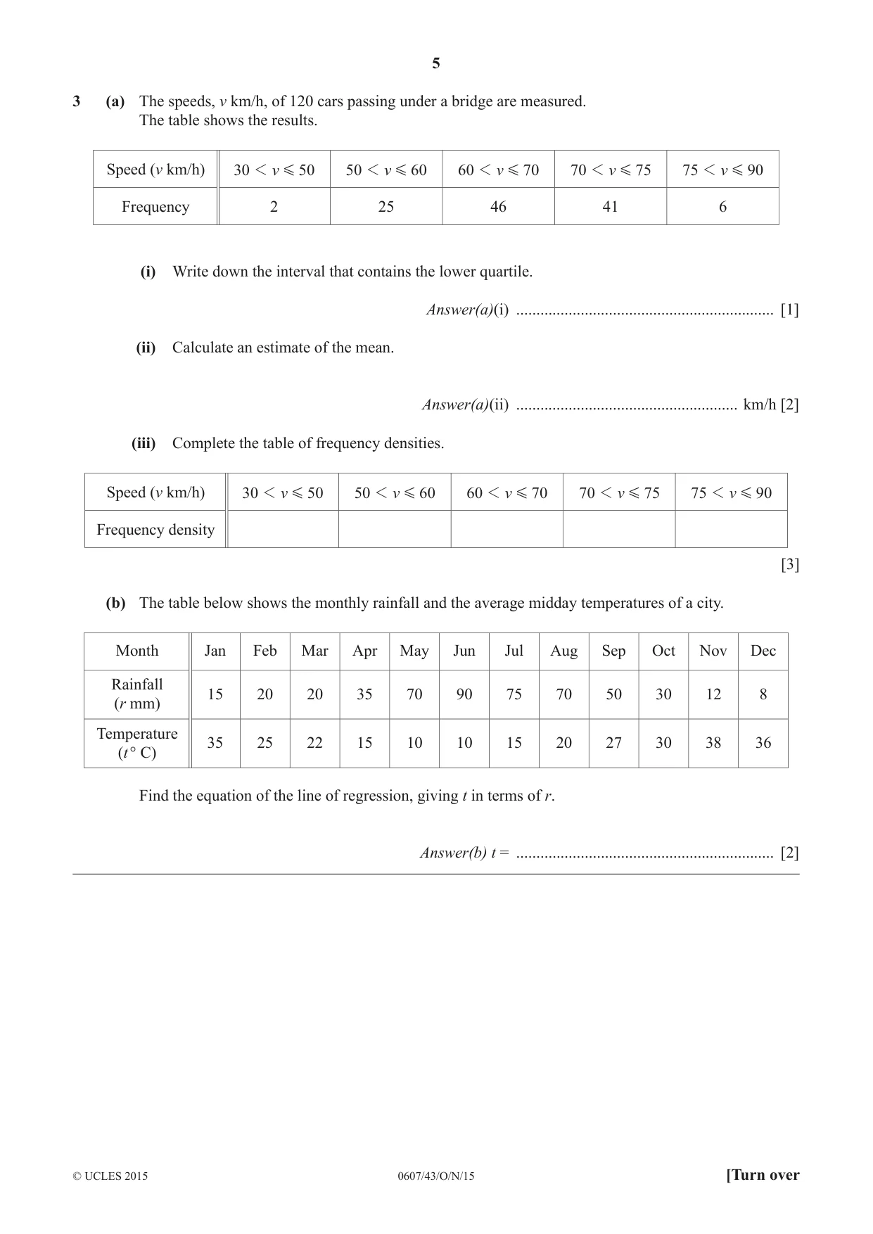 Cambridge IGCSE Mathematics - International 0607 2015 Oct/Nov Paper 4 · Variant 3 question paper, page 5 of 16