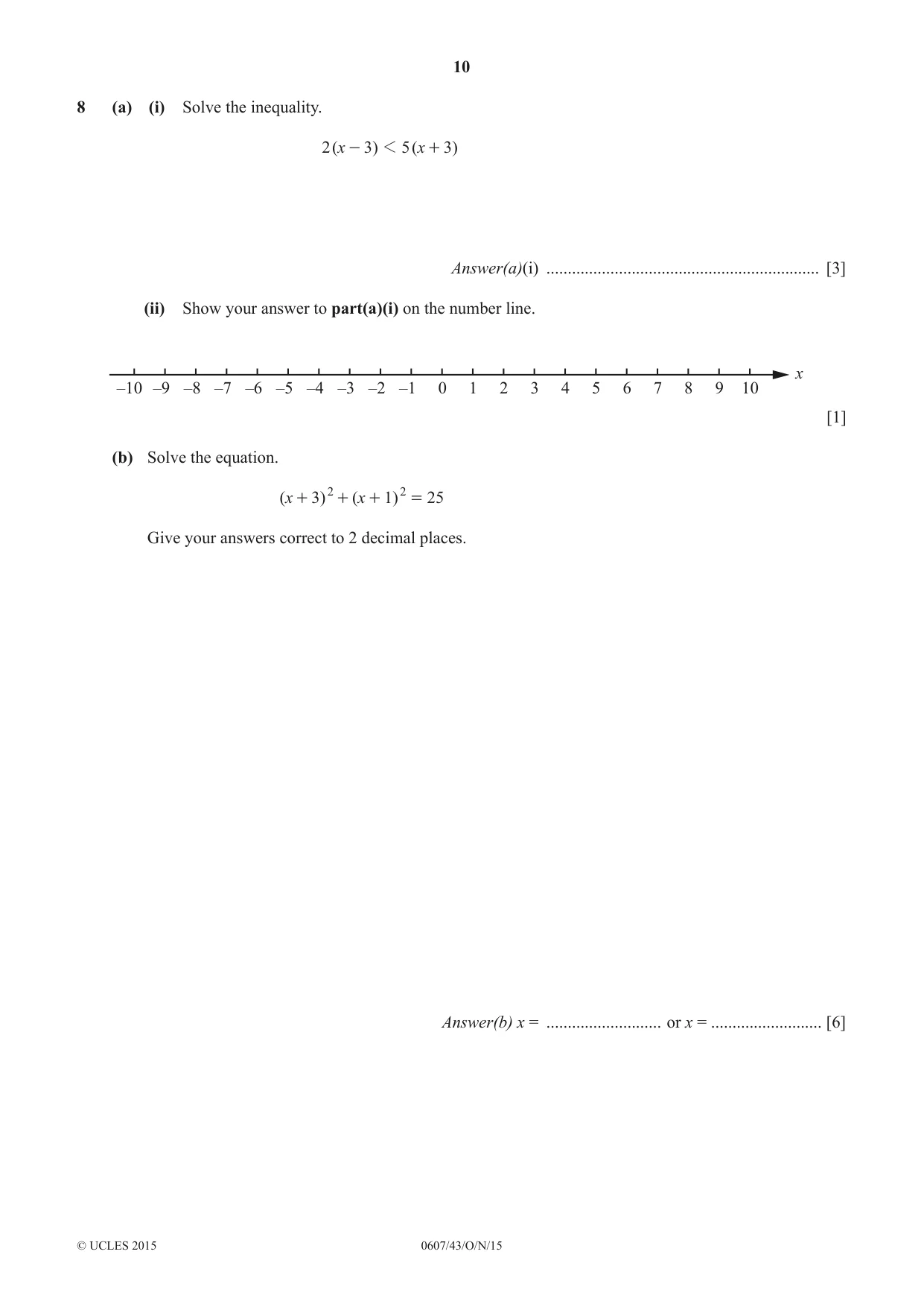 Cambridge IGCSE Mathematics - International 0607 2015 Oct/Nov Paper 4 · Variant 3 question paper, page 10 of 16
