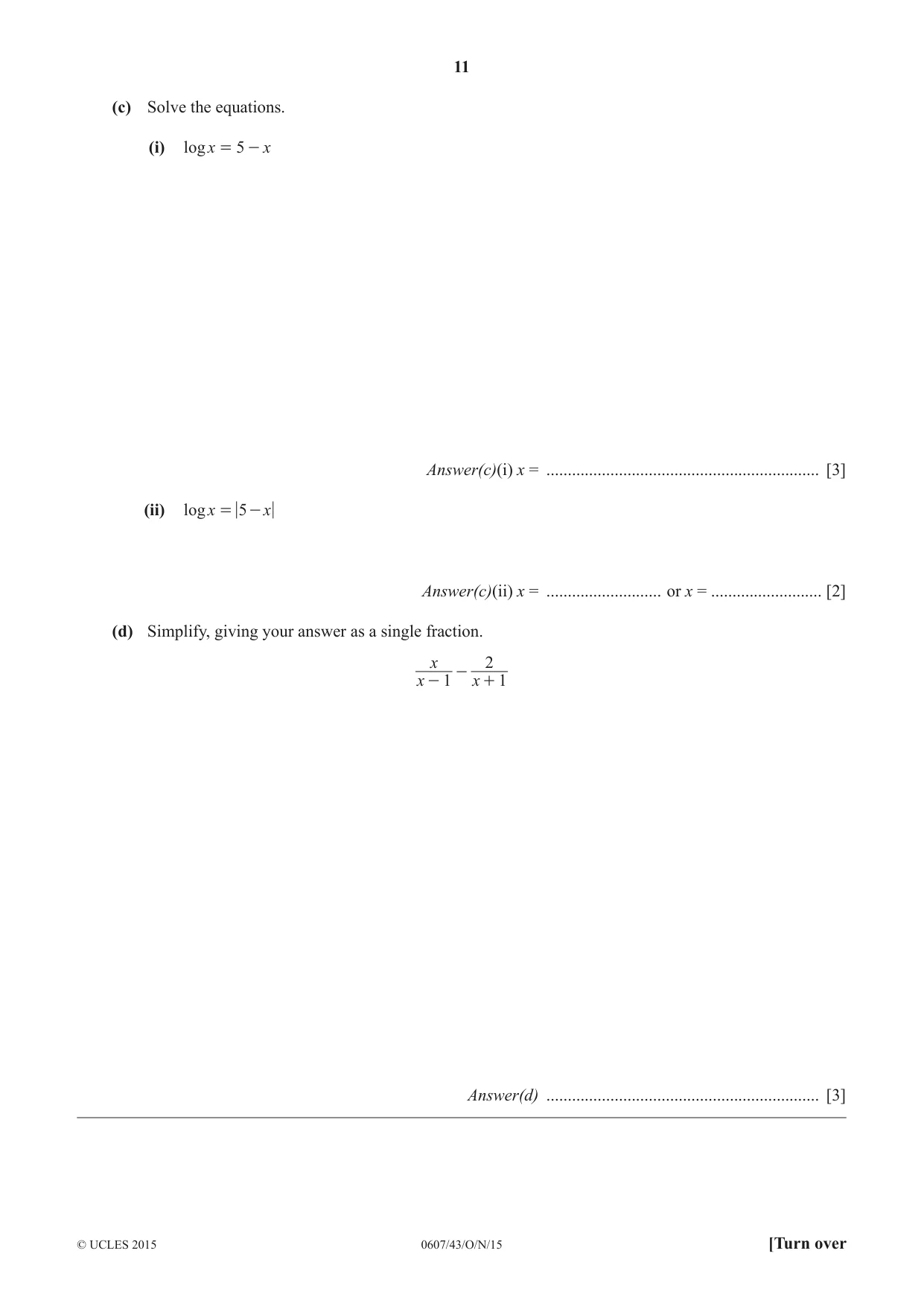 Cambridge IGCSE Mathematics - International 0607 2015 Oct/Nov Paper 4 · Variant 3 question paper, page 11 of 16