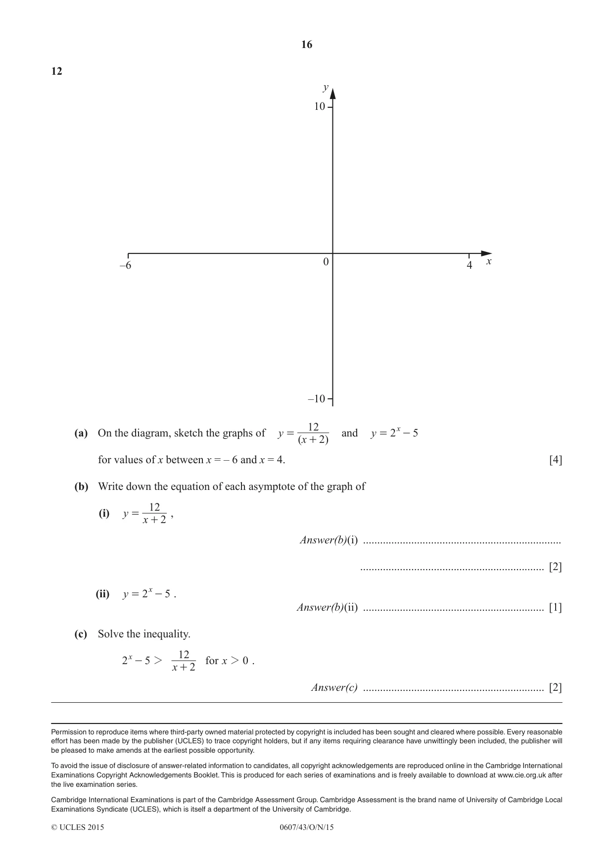 Cambridge IGCSE Mathematics - International 0607 2015 Oct/Nov Paper 4 · Variant 3 question paper, page 16 of 16