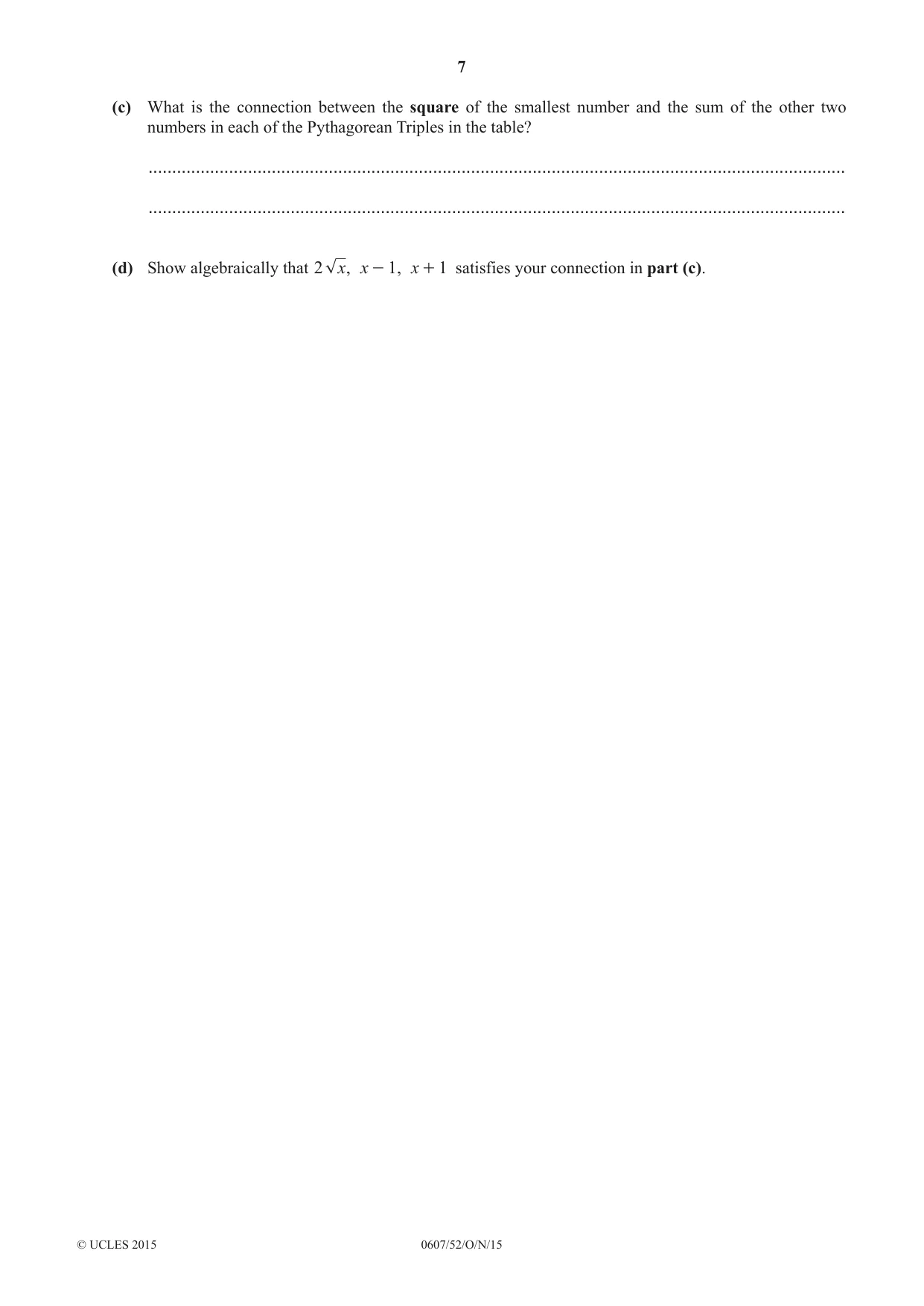 Cambridge IGCSE Mathematics - International 0607 2015 Oct/Nov Paper 5 · Variant 2 question paper, page 7 of 8