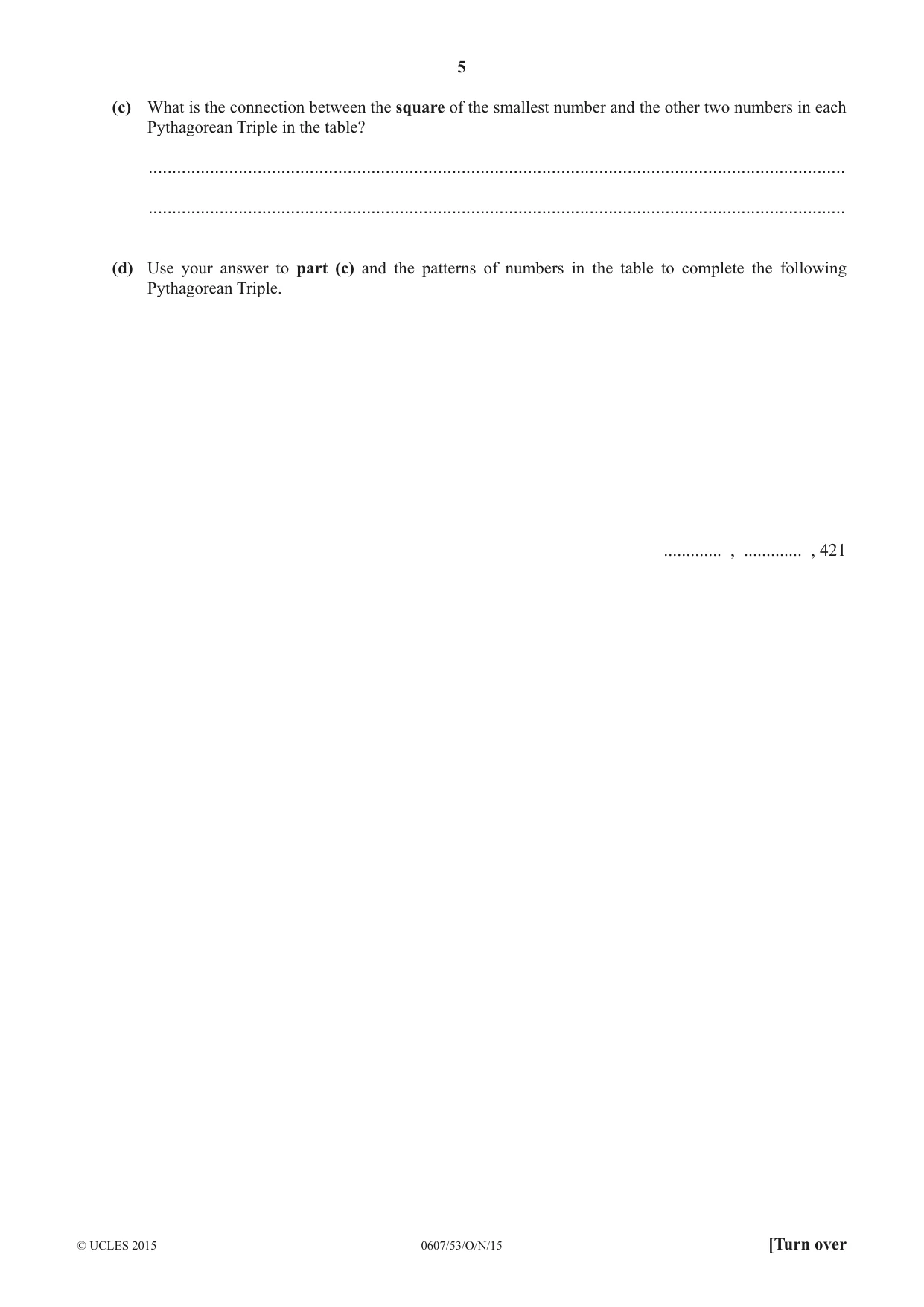 Cambridge IGCSE Mathematics - International 0607 2015 Oct/Nov Paper 5 · Variant 3 question paper, page 5 of 8